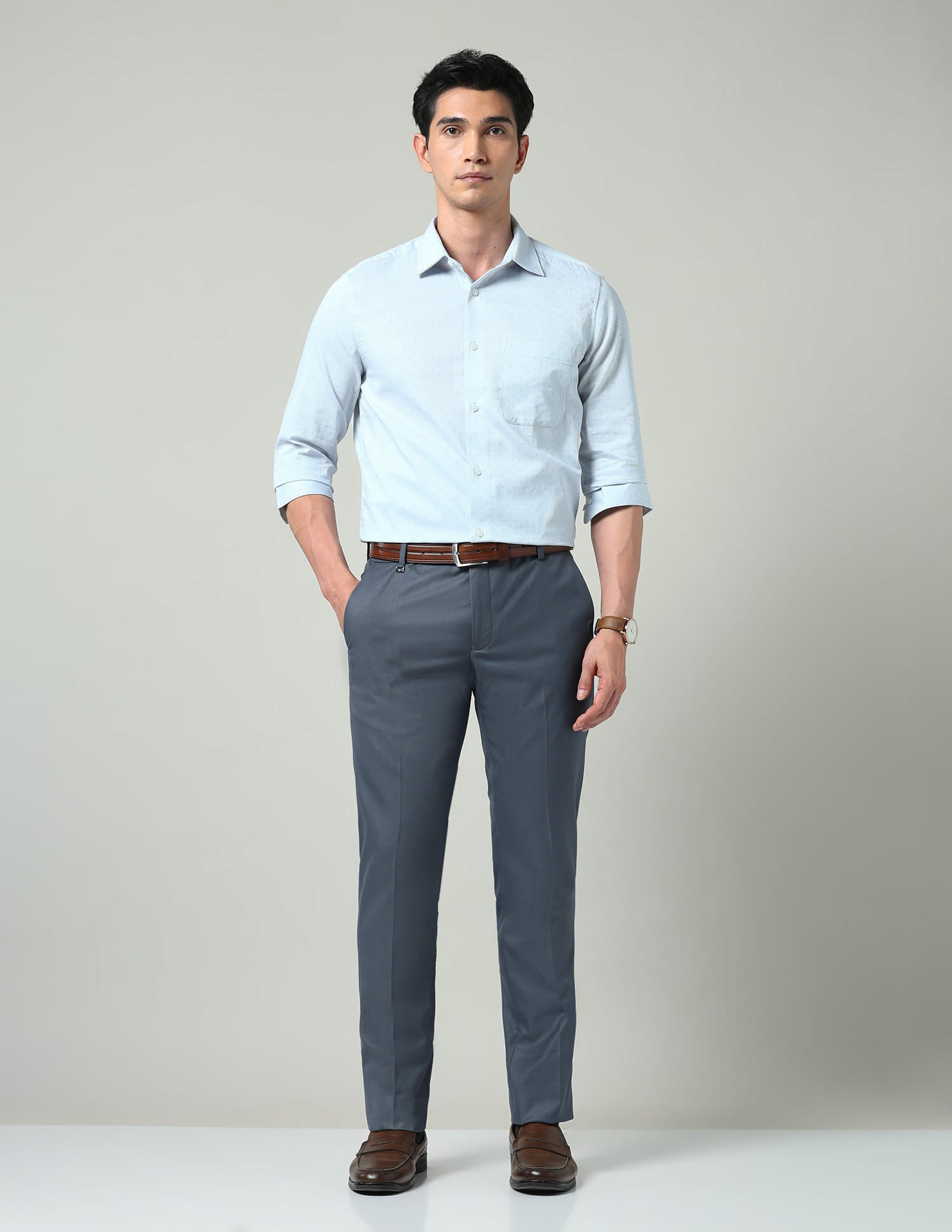 Textured Dobby Regular Fit Trousers