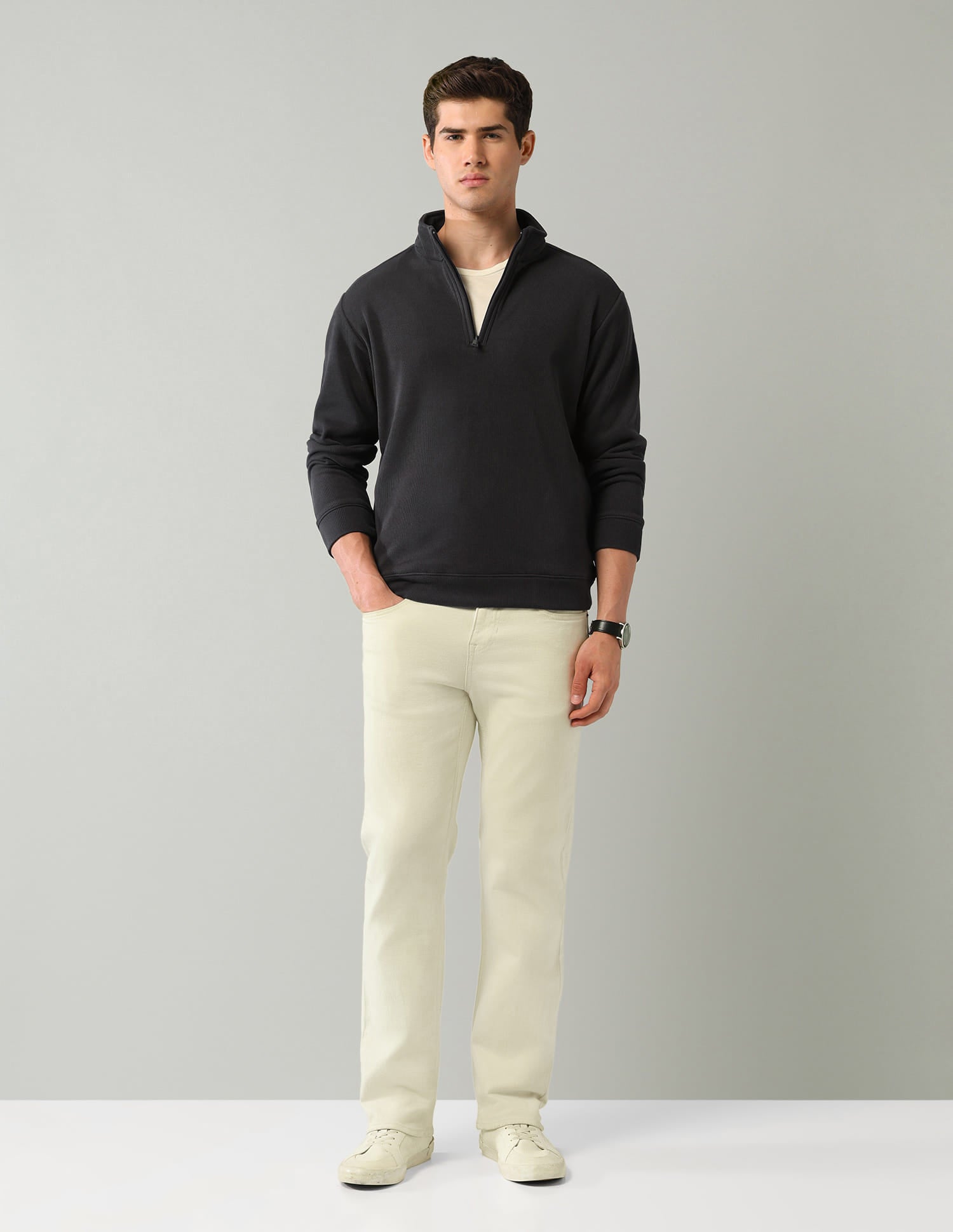 Textured Regular Fit Sweatshirt
