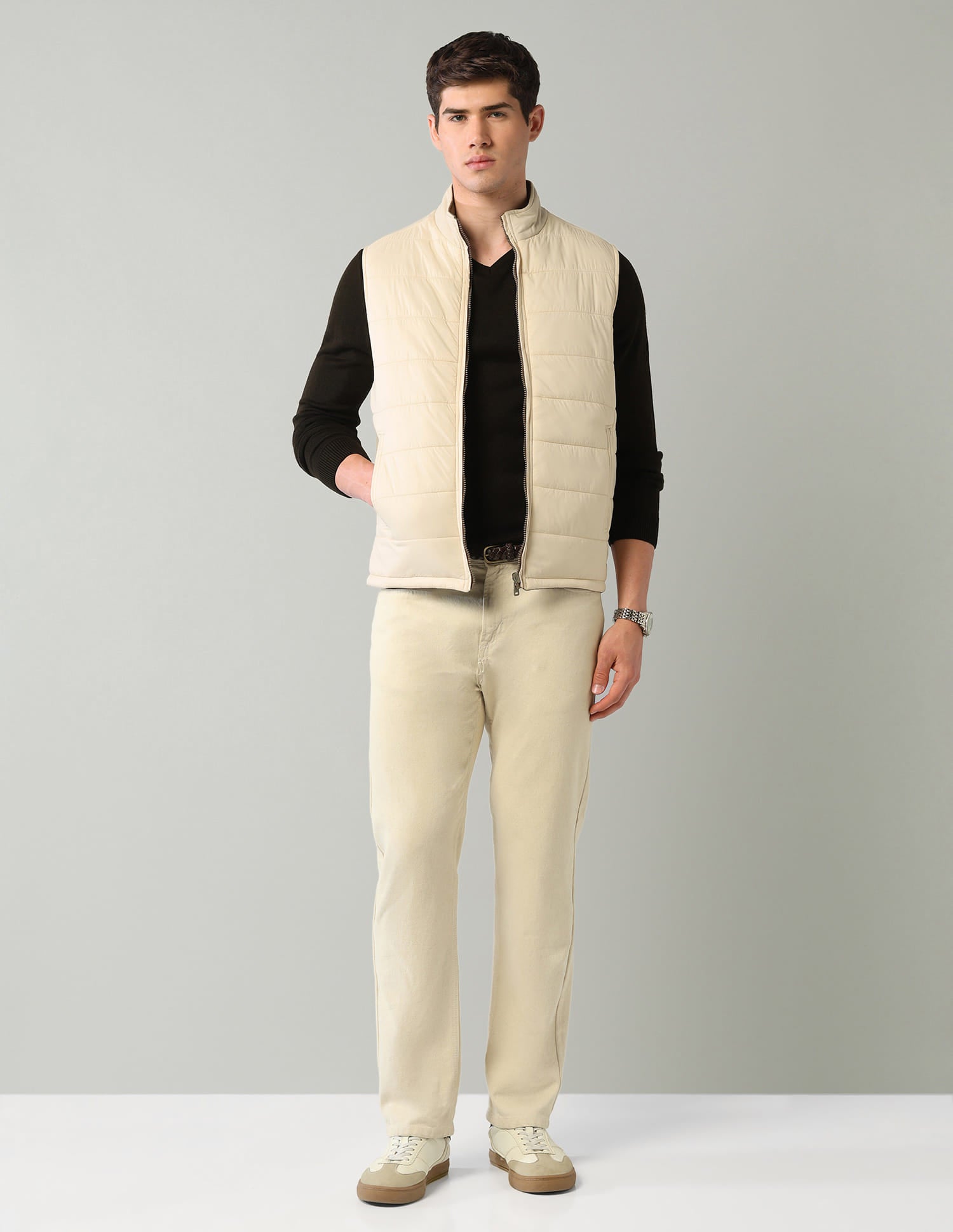 Solid Regular Fit Puffer Jacket