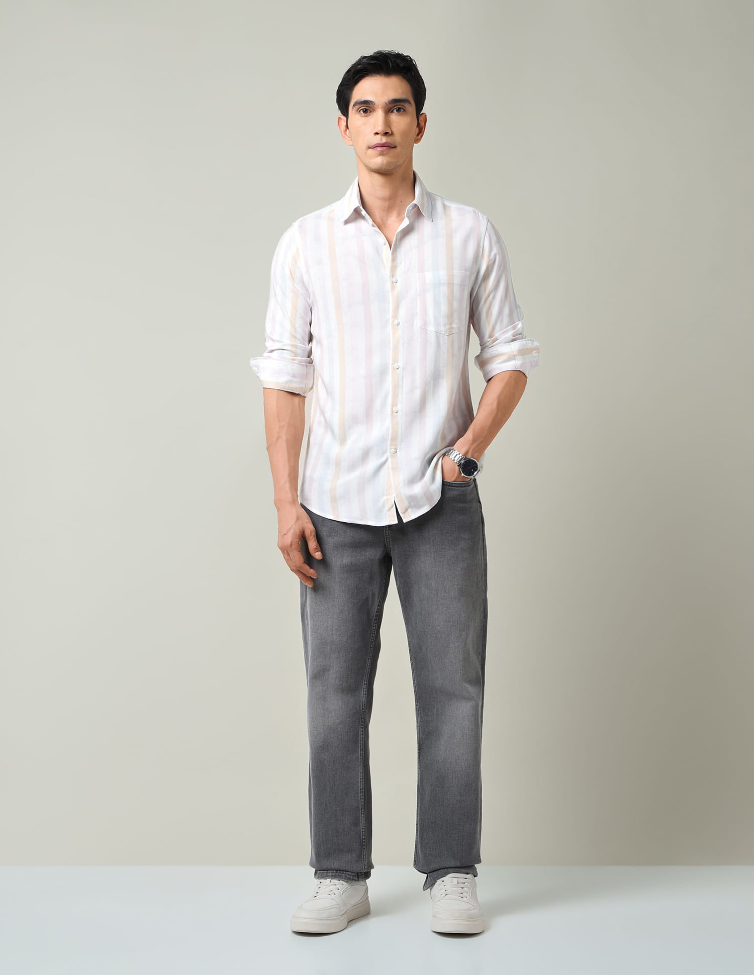 Classic Vertical Striped Slim Fit Shirt