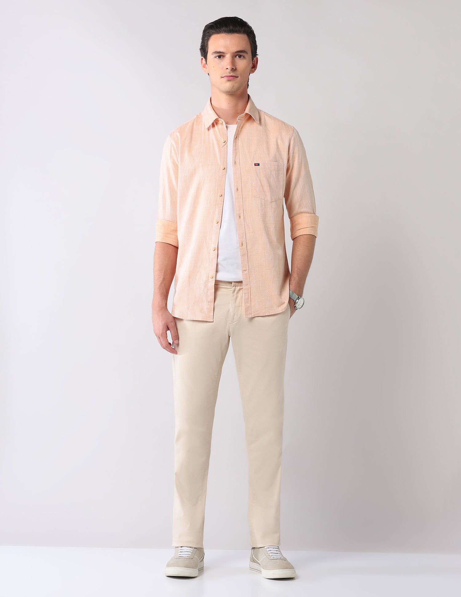 Corporate Ready Modern Slim Fit Self-Design Shirt