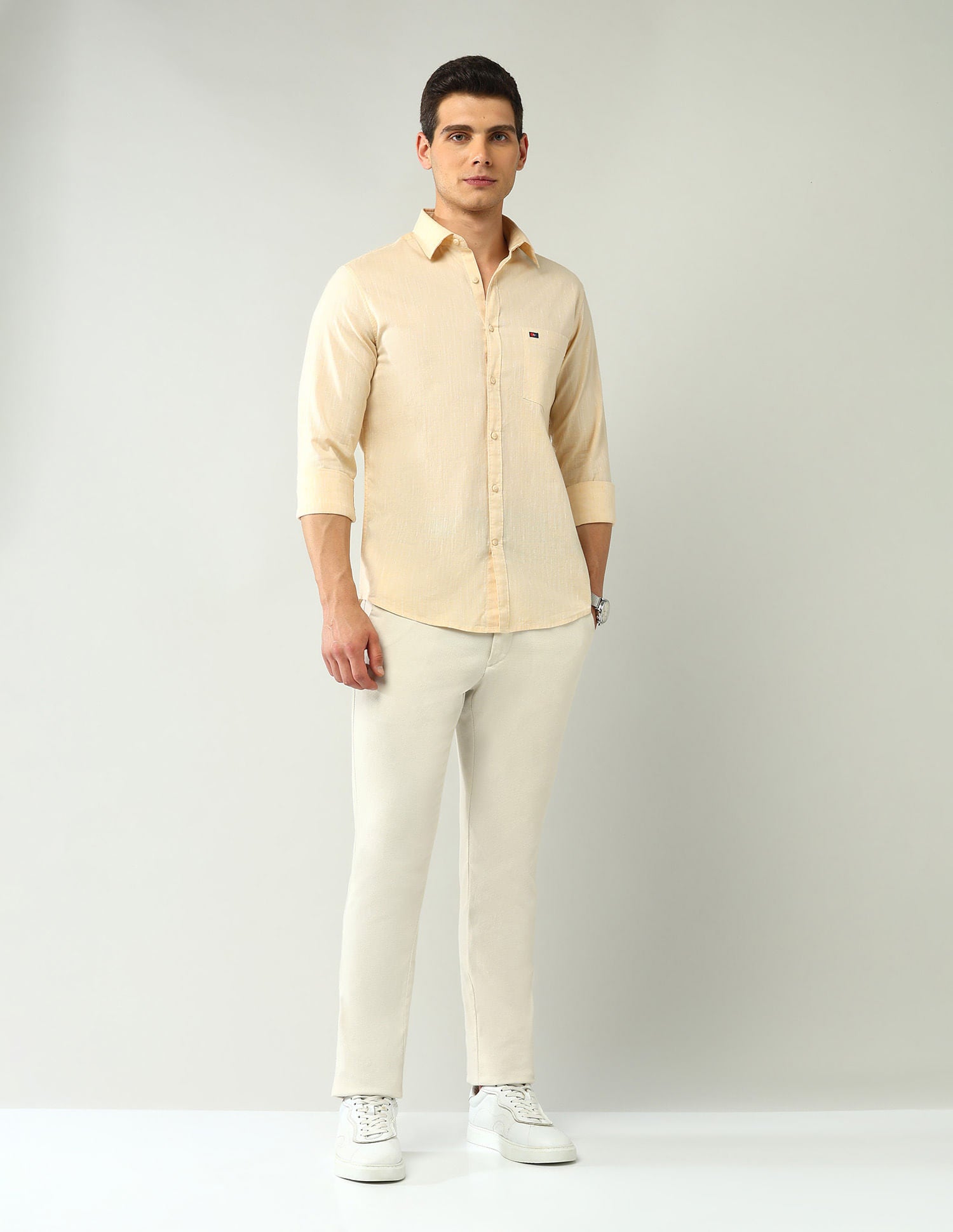 Corporate Ready Modern Slim Fit Self-Design Shirt