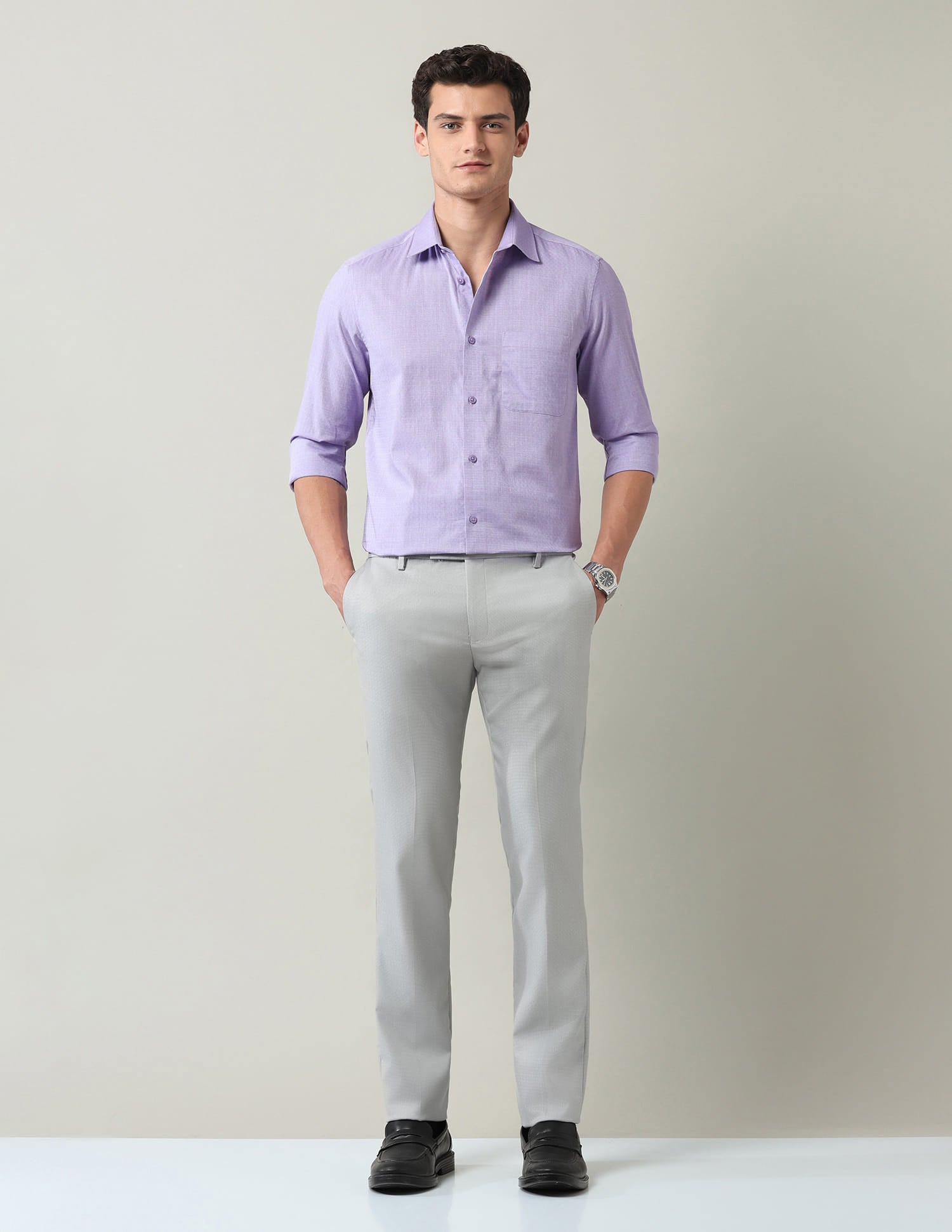 Solid Regular Fit Dobby Shirt