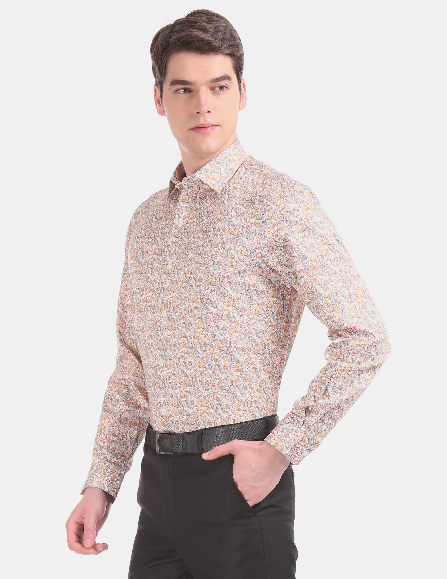 Paisley Print French Placket Cotton Casual Shirt