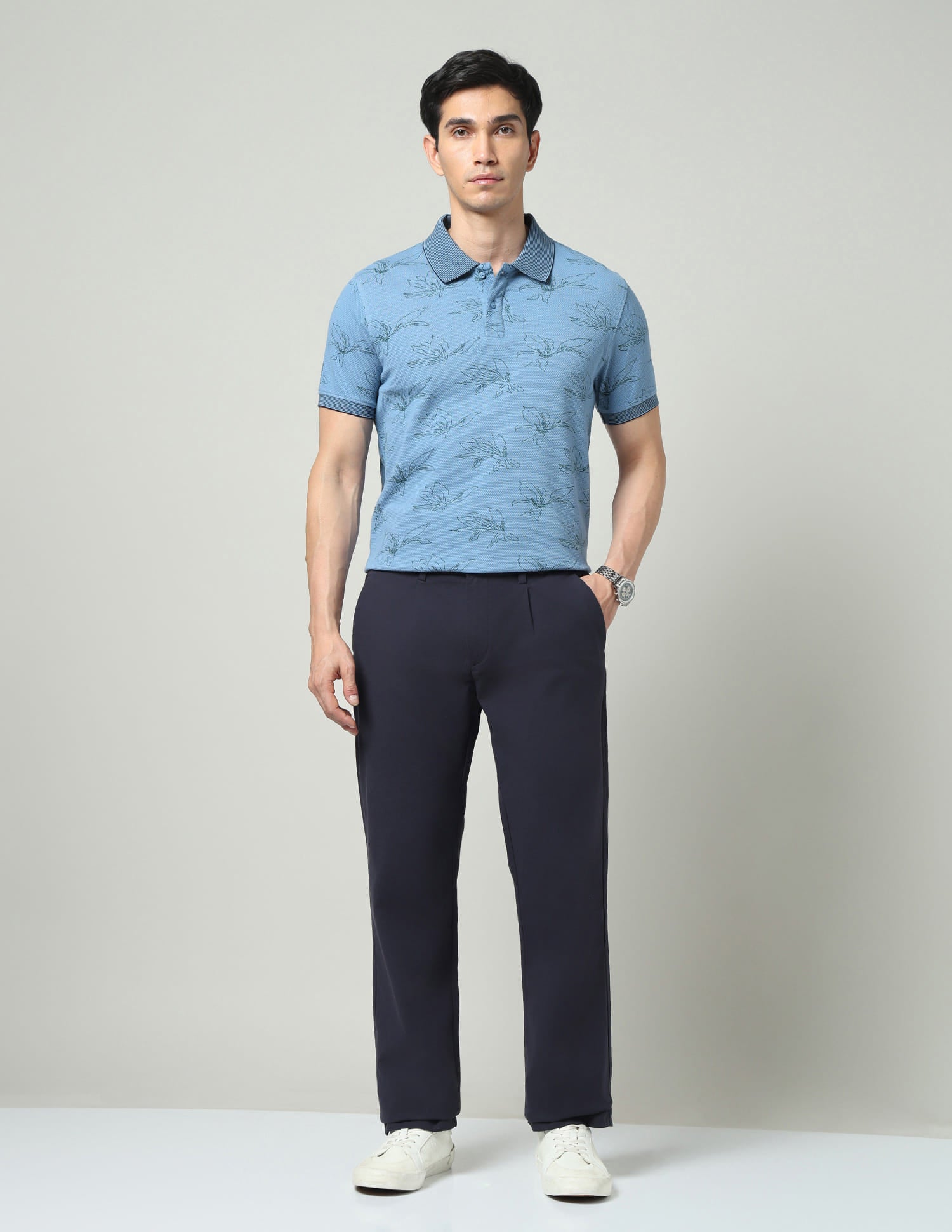 Vogue Fit Floral Printed Slim Fit Polo Shirt