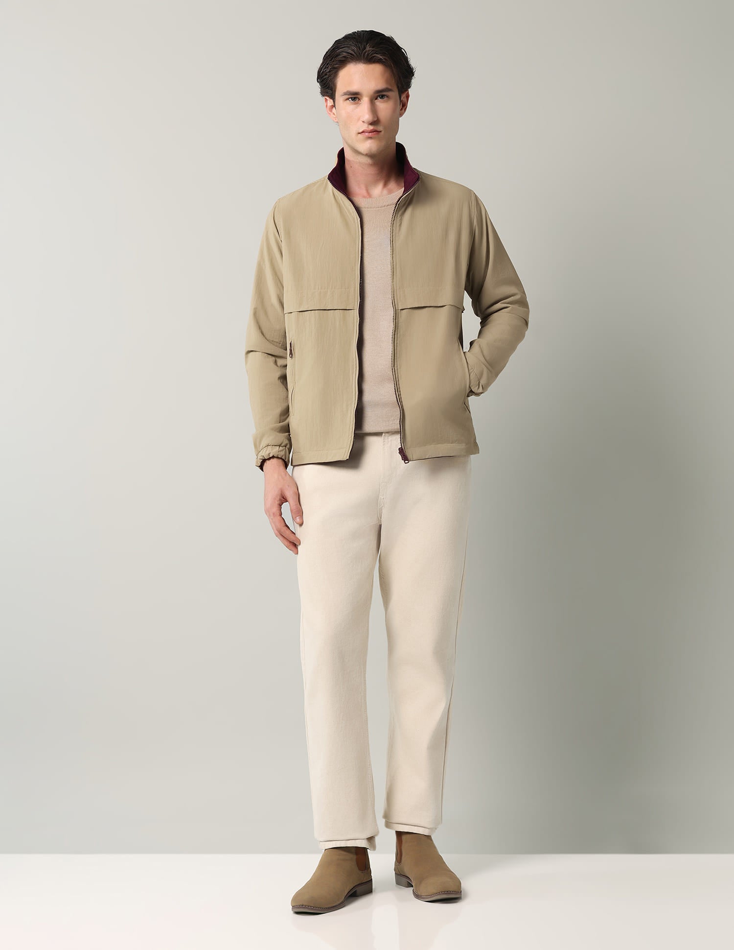 Solid Regular Fit Reversible Jacket