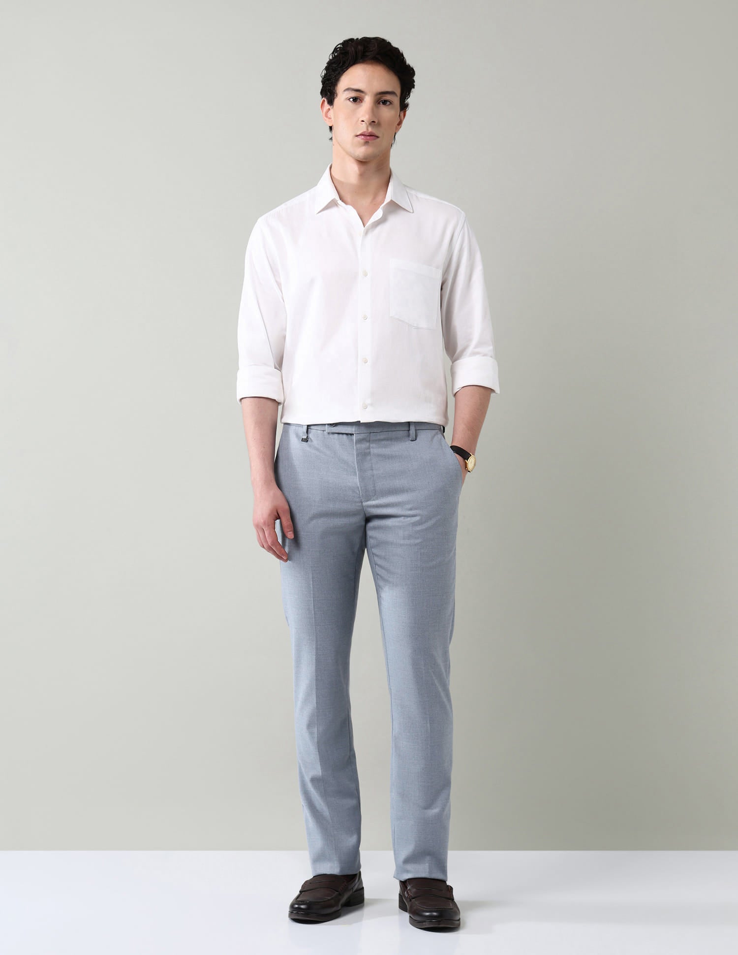 Textured Regular Fit Trousers