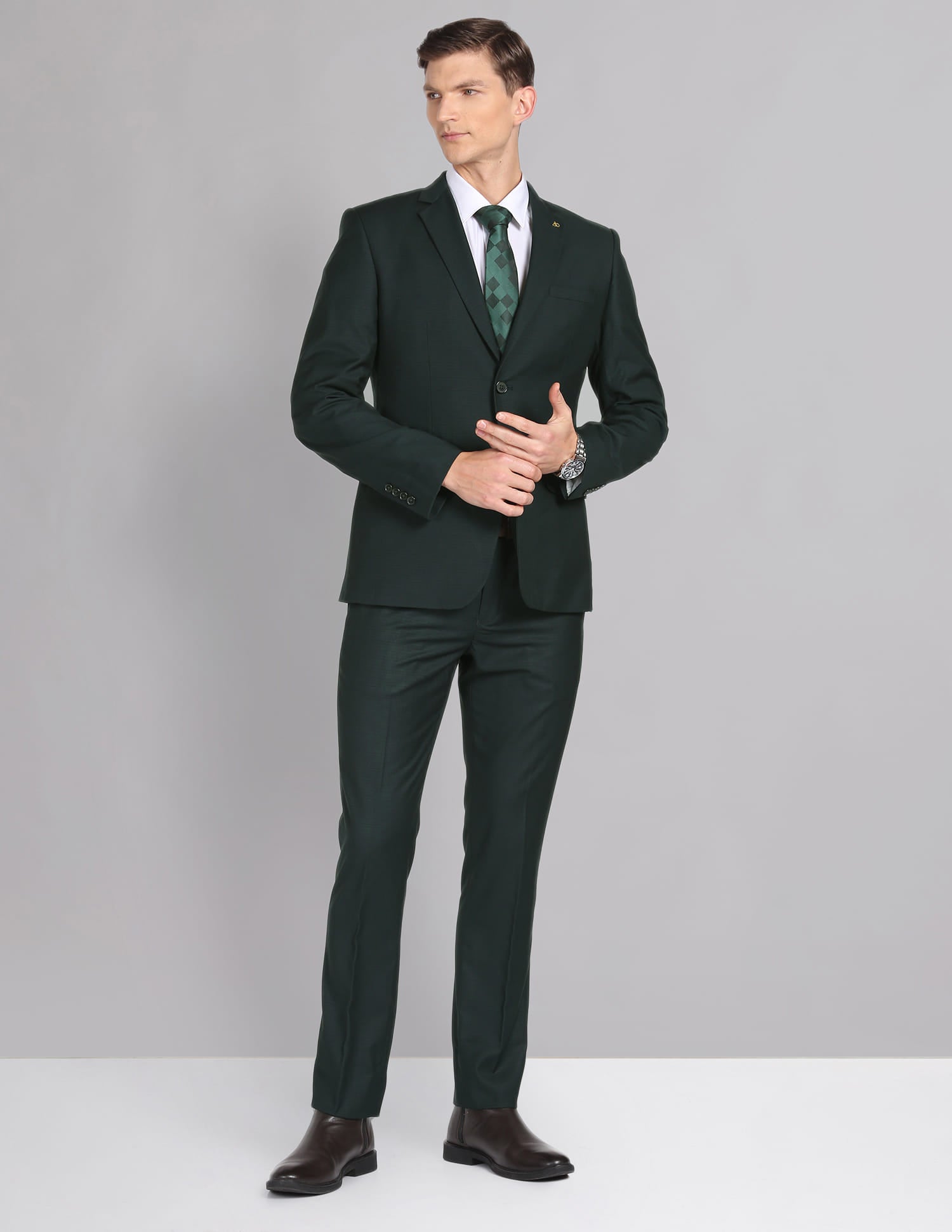 Tailored Regular Fit Checked Two Piece Suit
