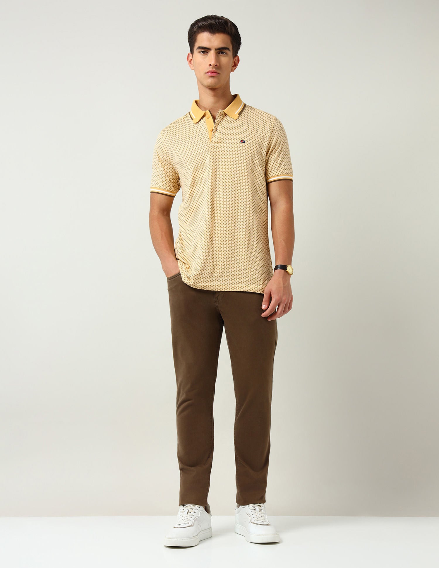 City Adventure Modern Slim Fit Geometric Printed Polo Shirt