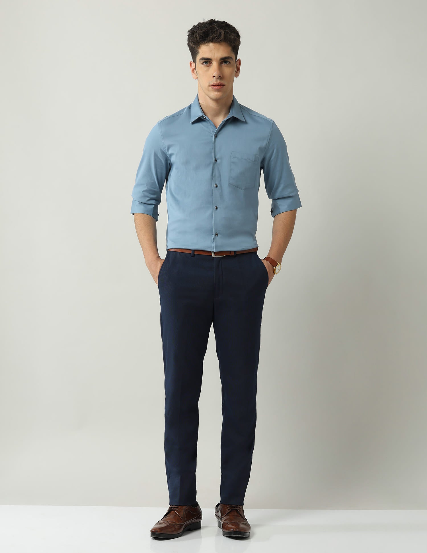 Slim Fit Satin Solid Shirt