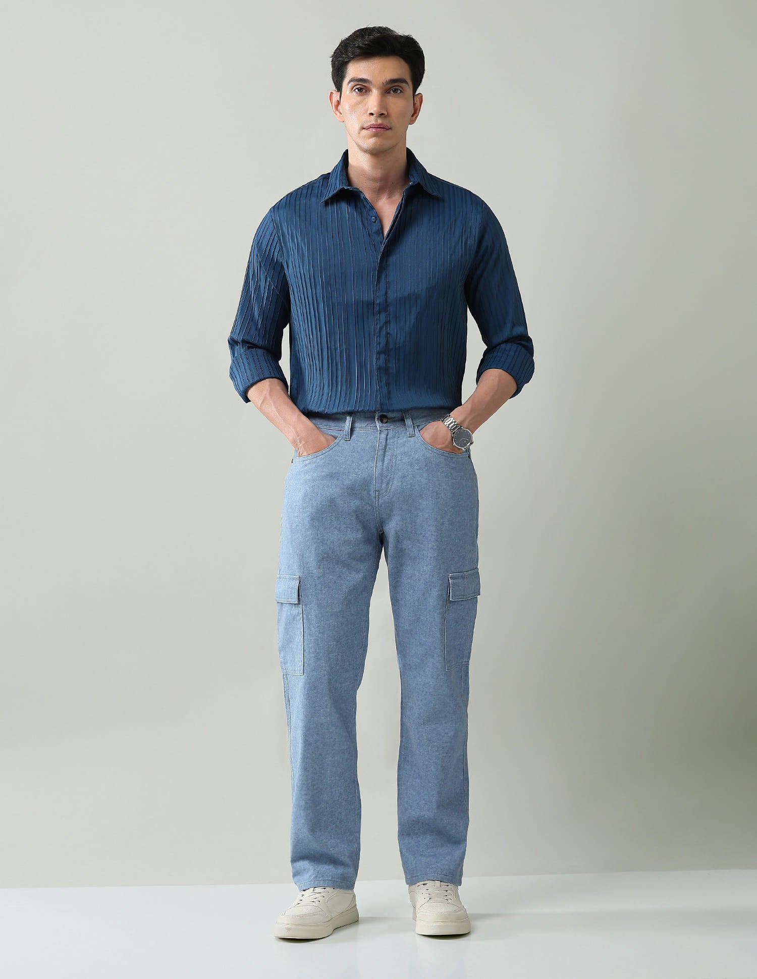 Textured Comfort Fit Cargos