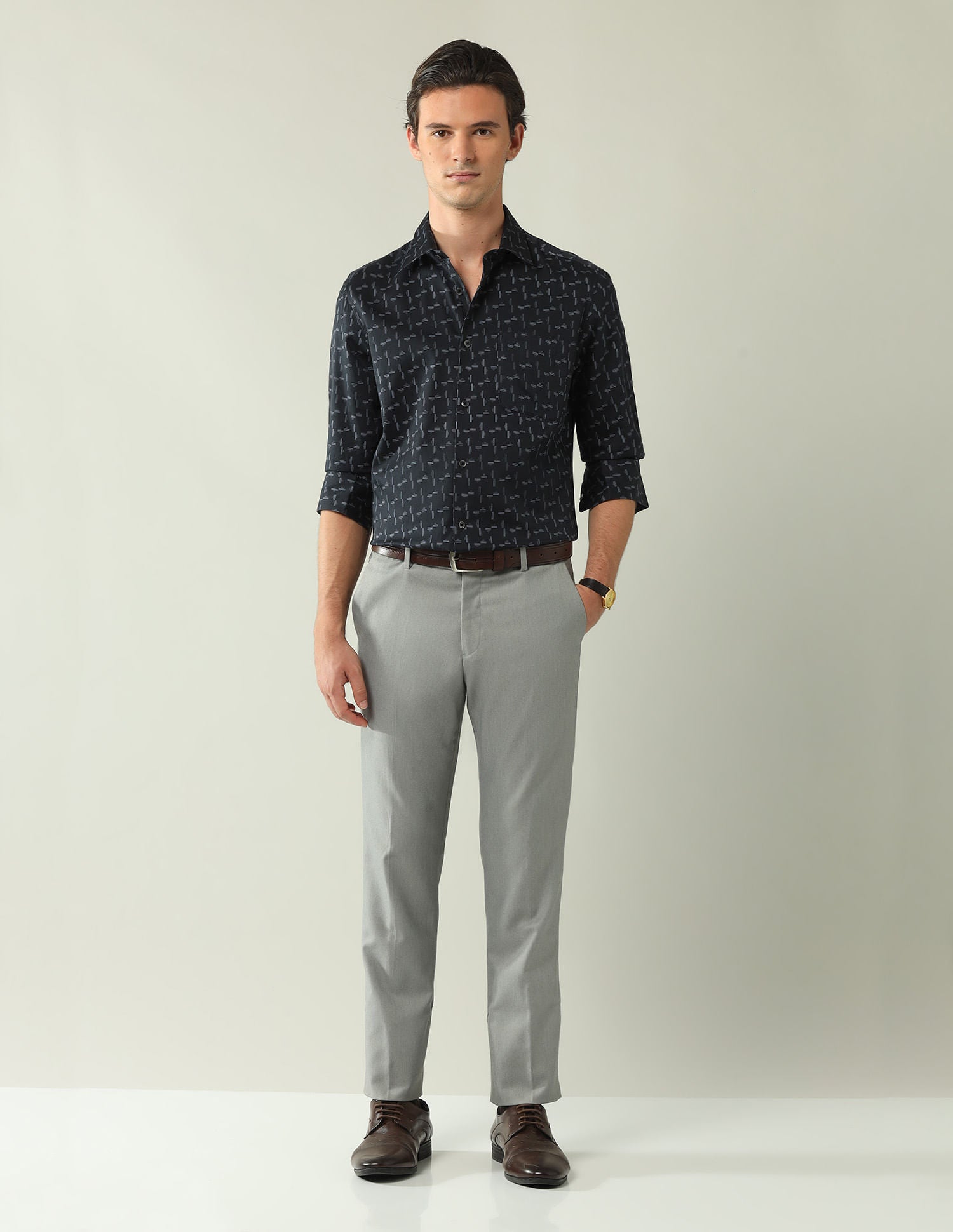 Wardrobe-Coded Regular Fit Vertical Striped Shirt
