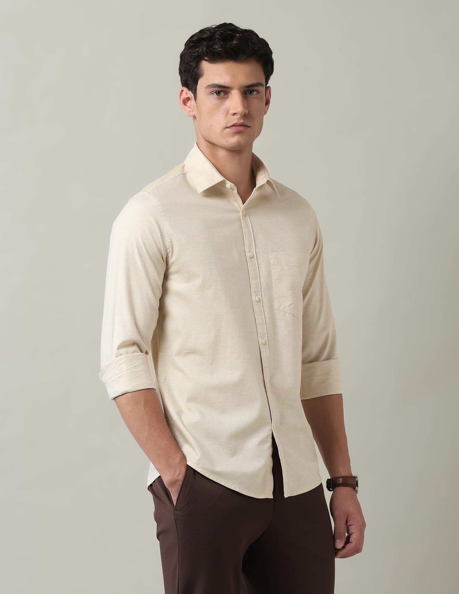 Solid Slim Fit Twill Shirt