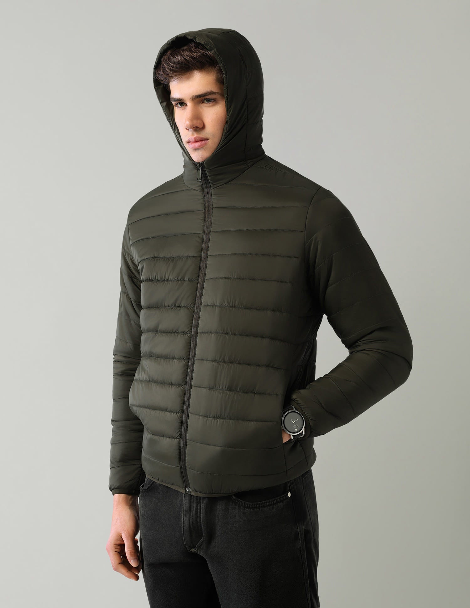 Solid Regular Fit Puffer Jacket