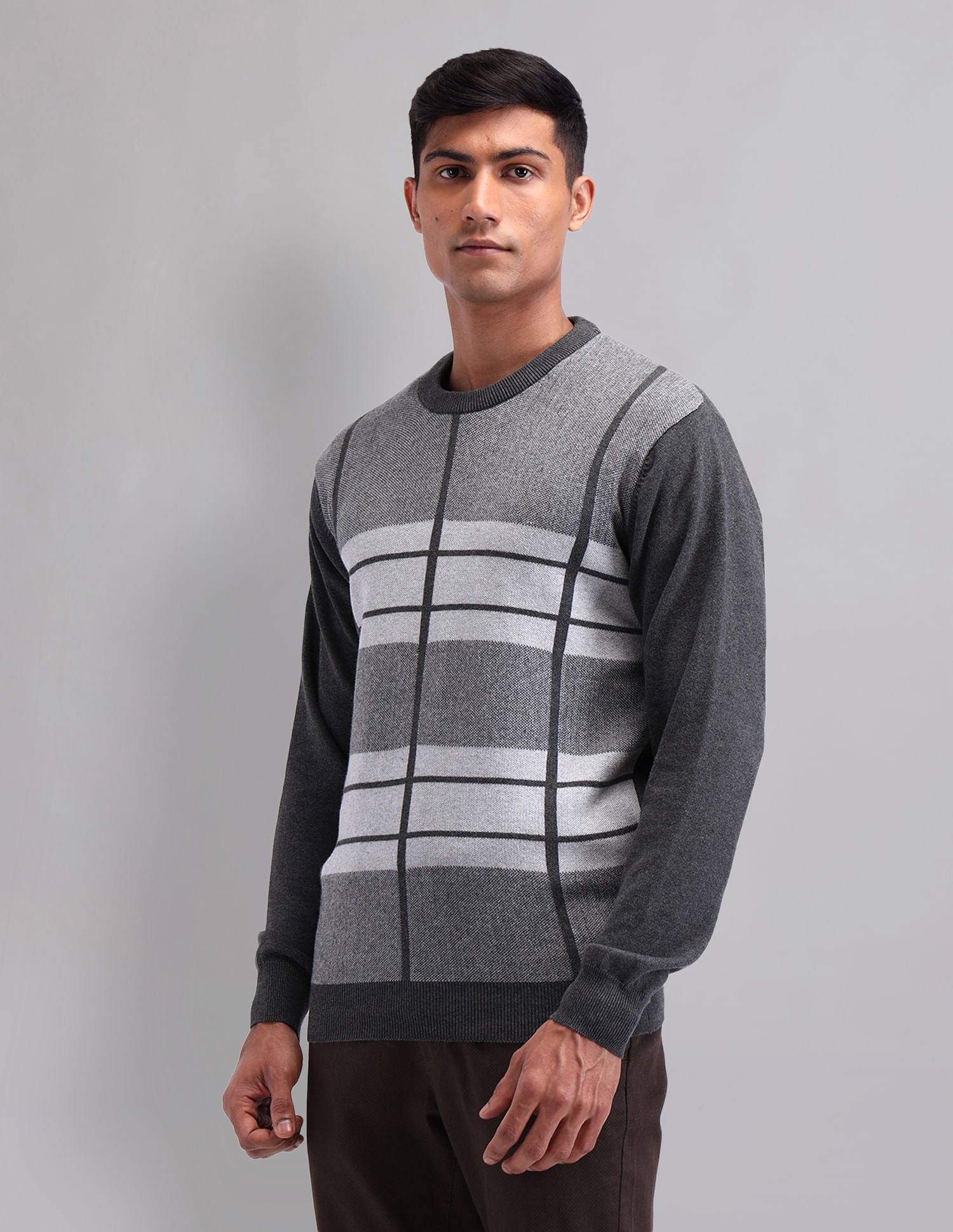 Elevated Essential Modern Slim Fit Patterned Knit Sweater