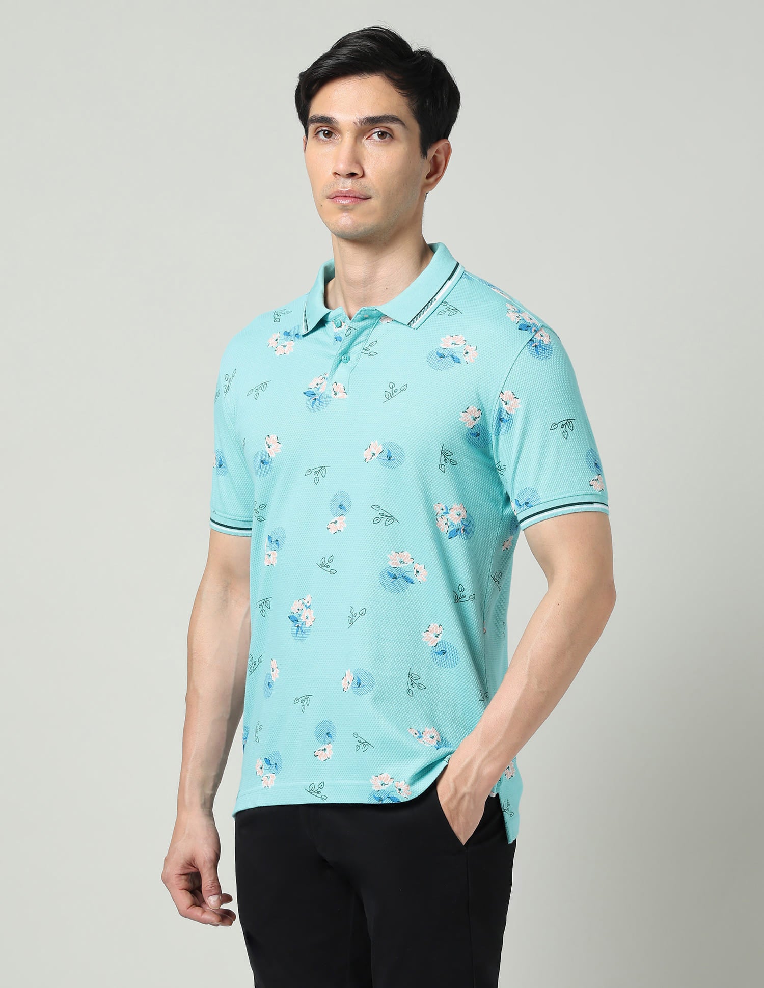 Vogue Fit Floral Printed Slim Fit Polo Shirt