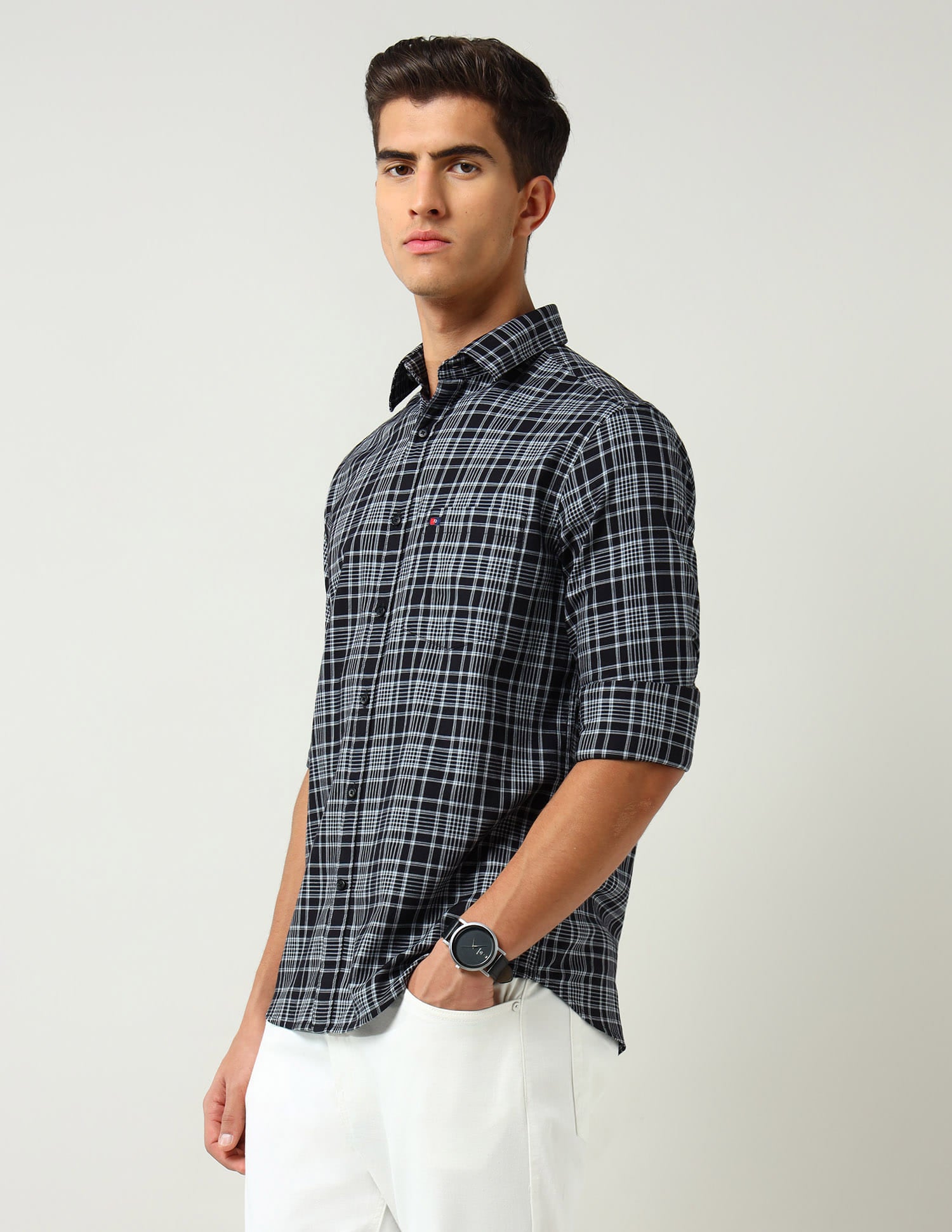 City Chronicles Modern Slim Fit Tartan Checked Shirt
