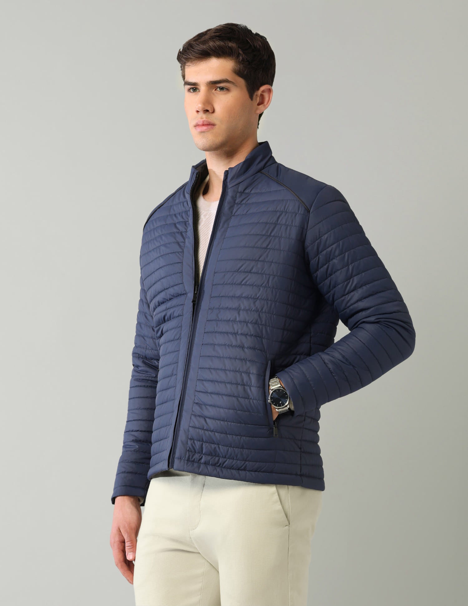 Solid Regular Fit Puffer Jacket
