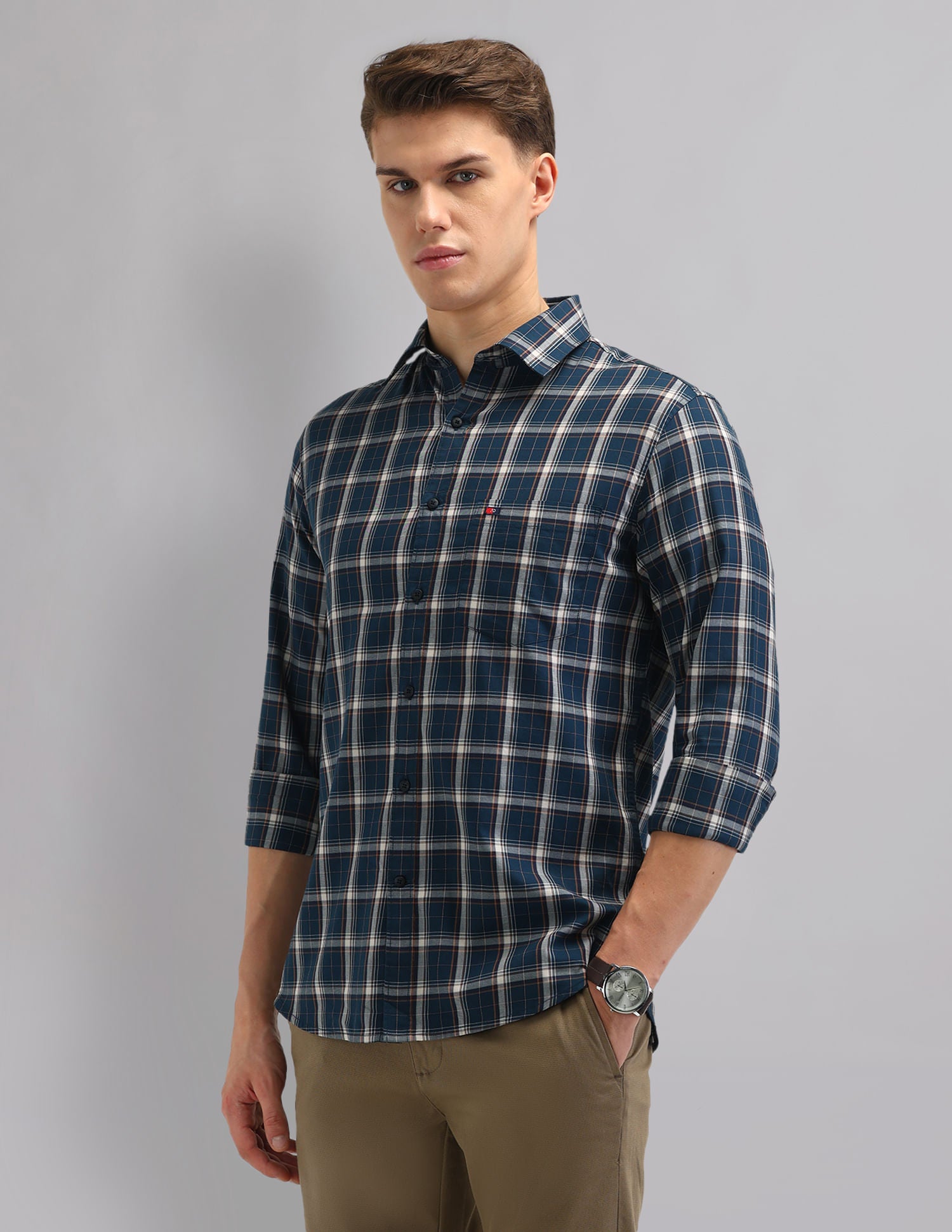 Corporate Sharp Modern Slim Fit Checked Shirt