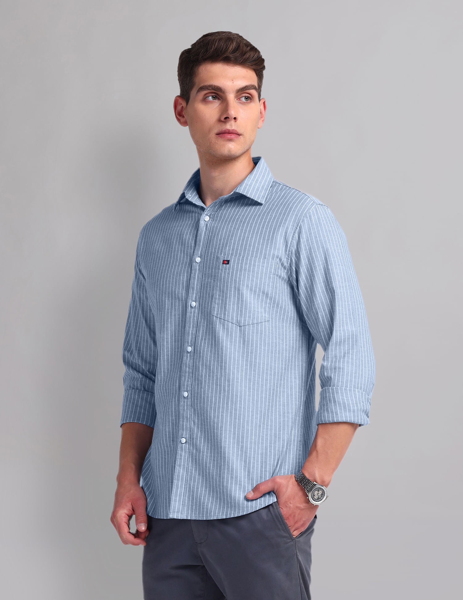 Vertical Stripe Cotton Shirt