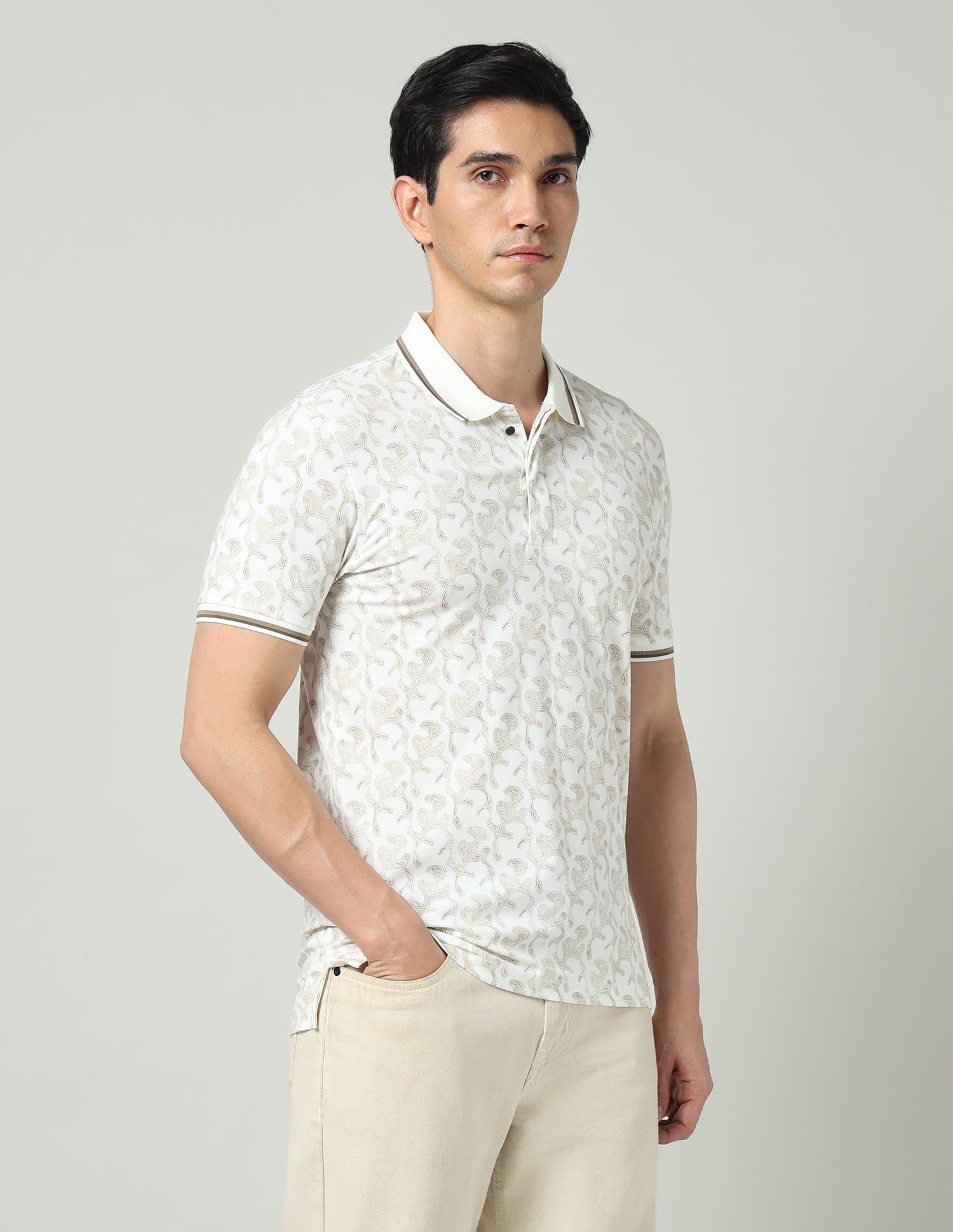 Vintage Cool Geometric Print Slim Fit Polo Shirt