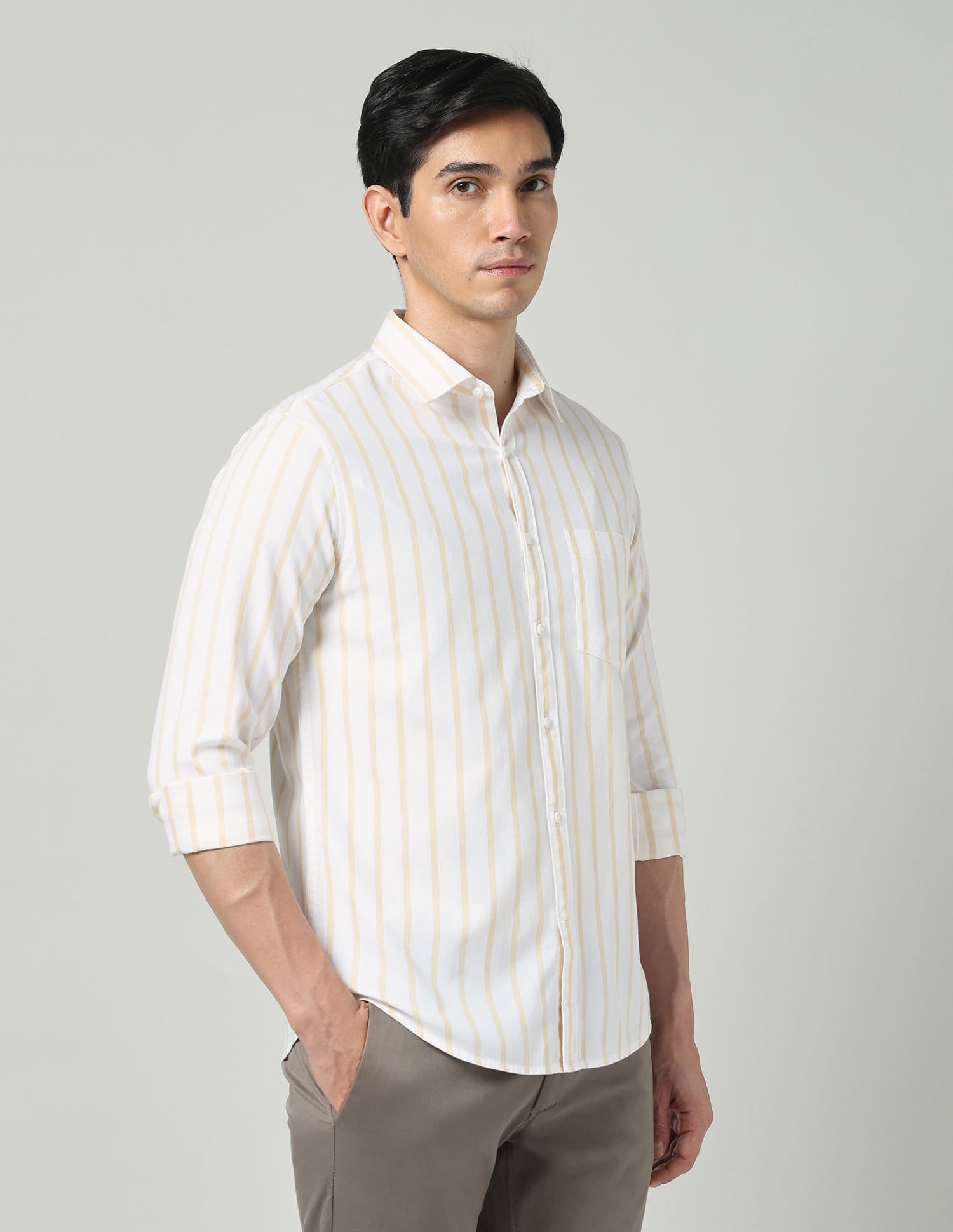 Feather-Light Vertical Striped Comfort Shirt