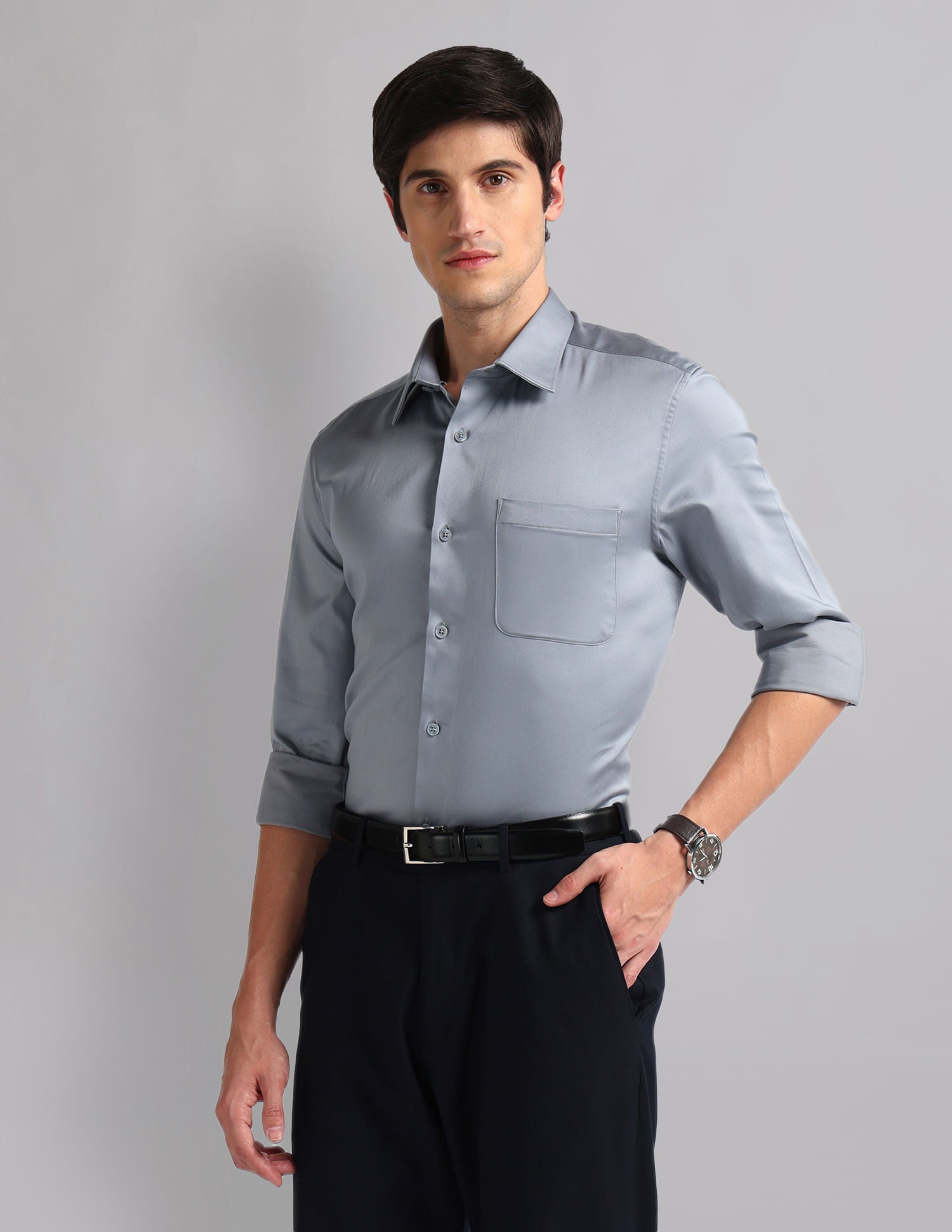 Smart & Regular Fit Sateen Shirt