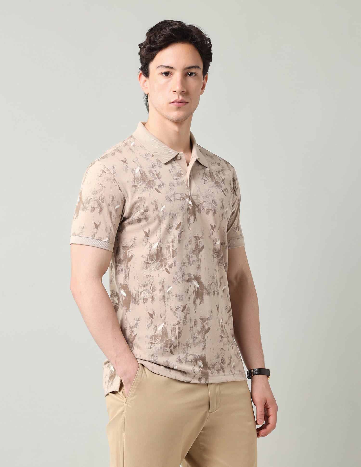 Abstract Printed Regular Fit Polo Shirt