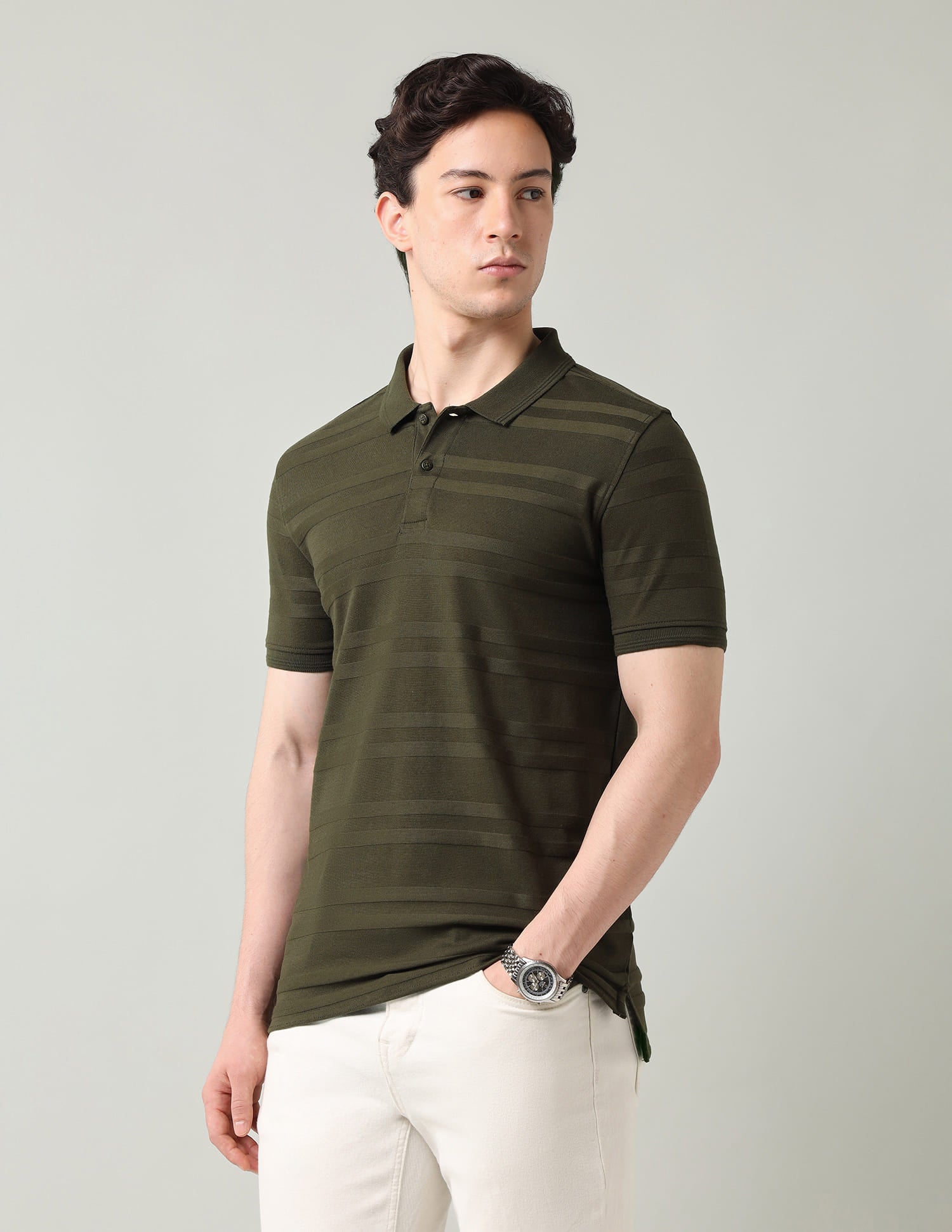 Horizontal Striped Regular Fit Polo Shirt
