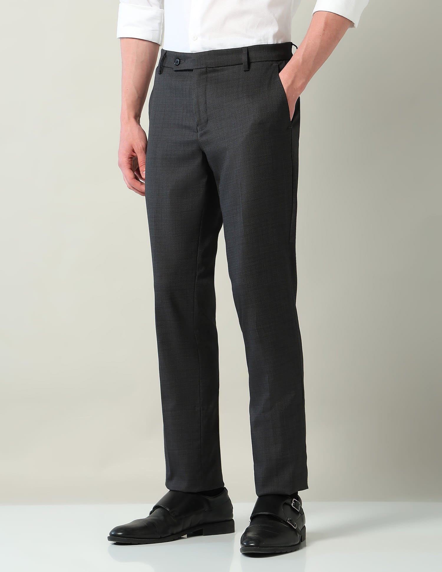 Mid Rise Regular Fit Formal Trousers