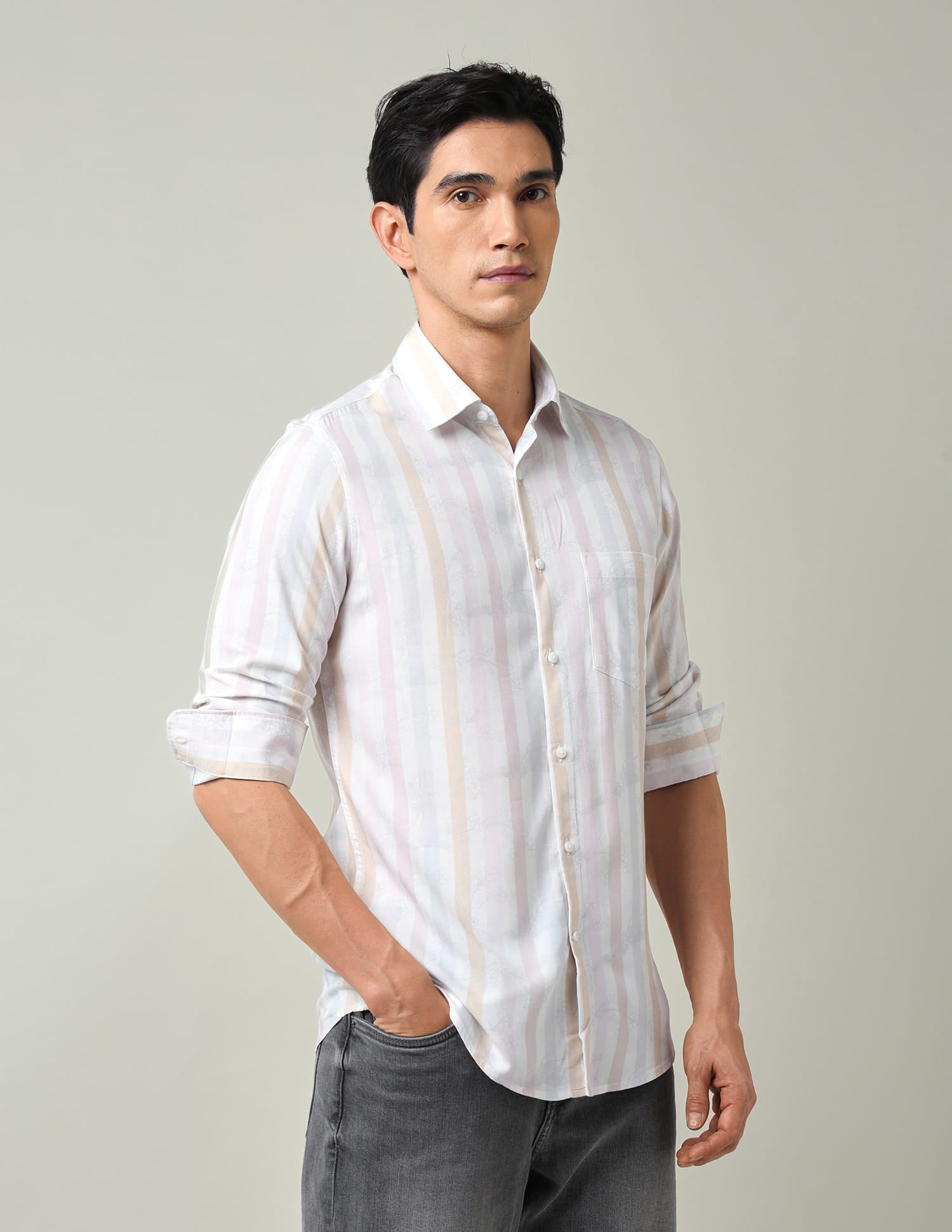 Classic Vertical Striped Slim Fit Shirt