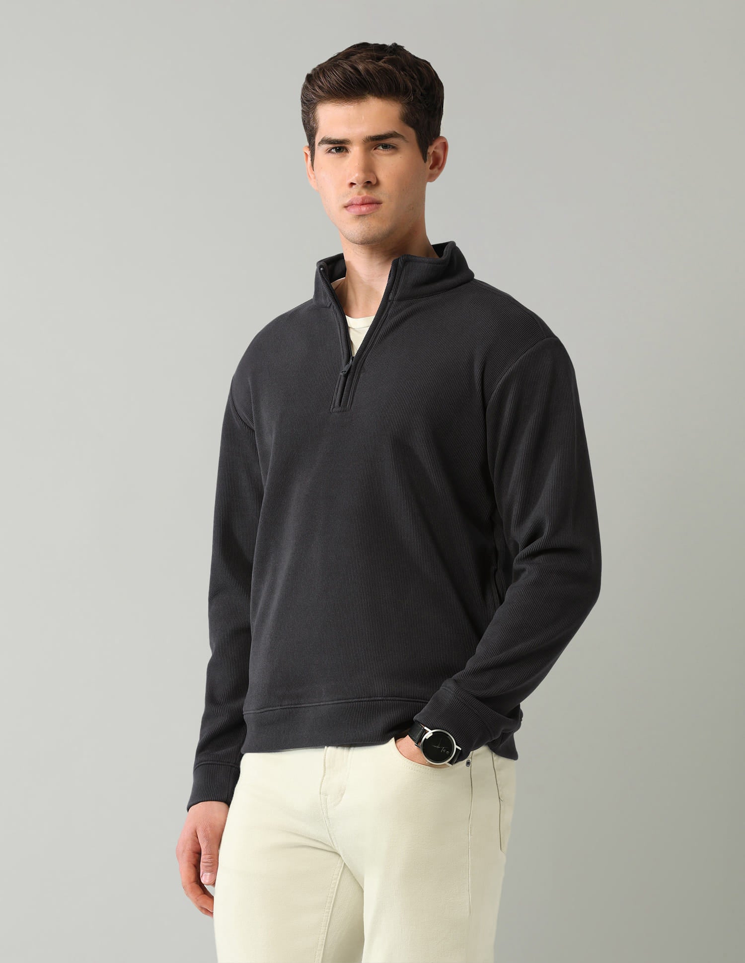 Textured Regular Fit Sweatshirt