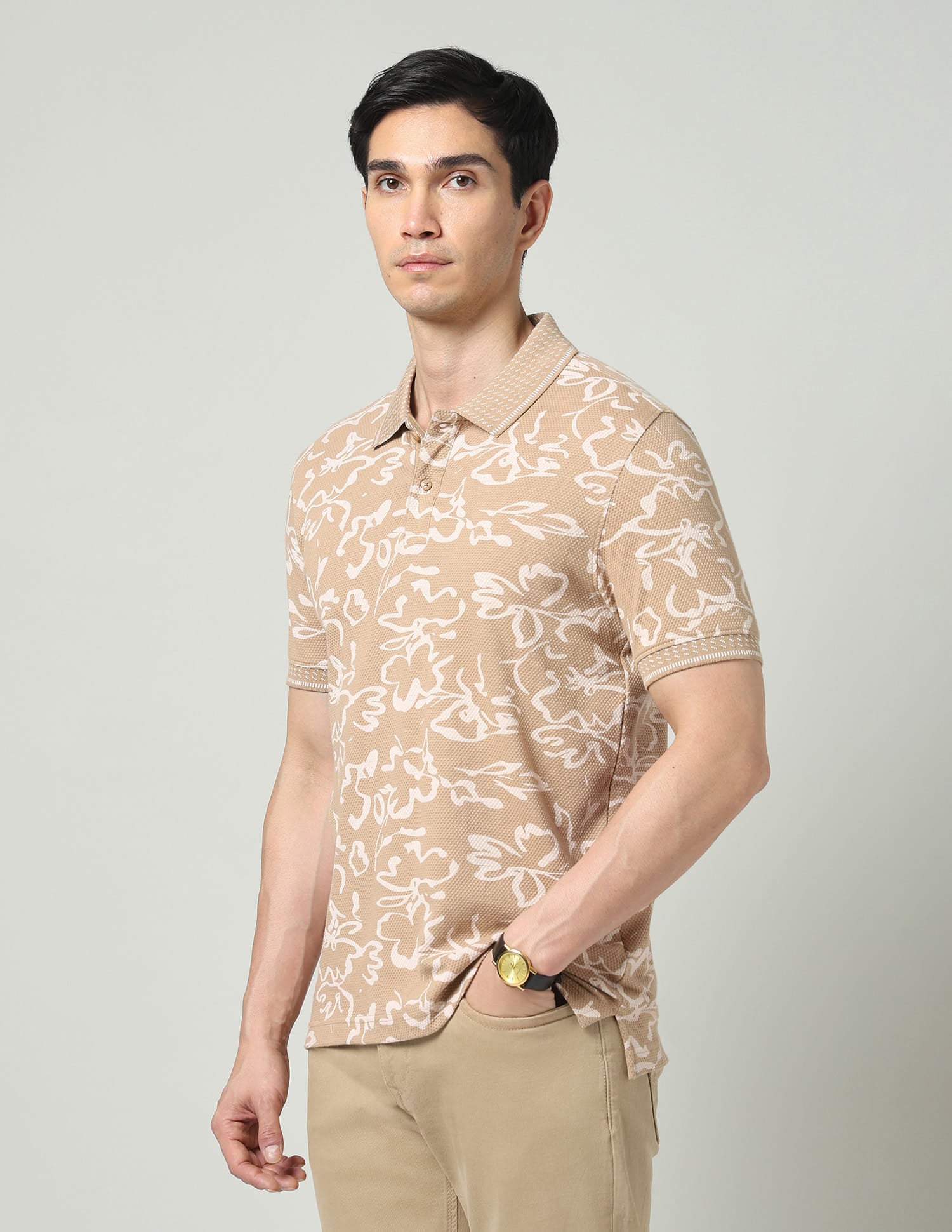 Vogue Fit Floral Printed Slim Fit Polo Shirt