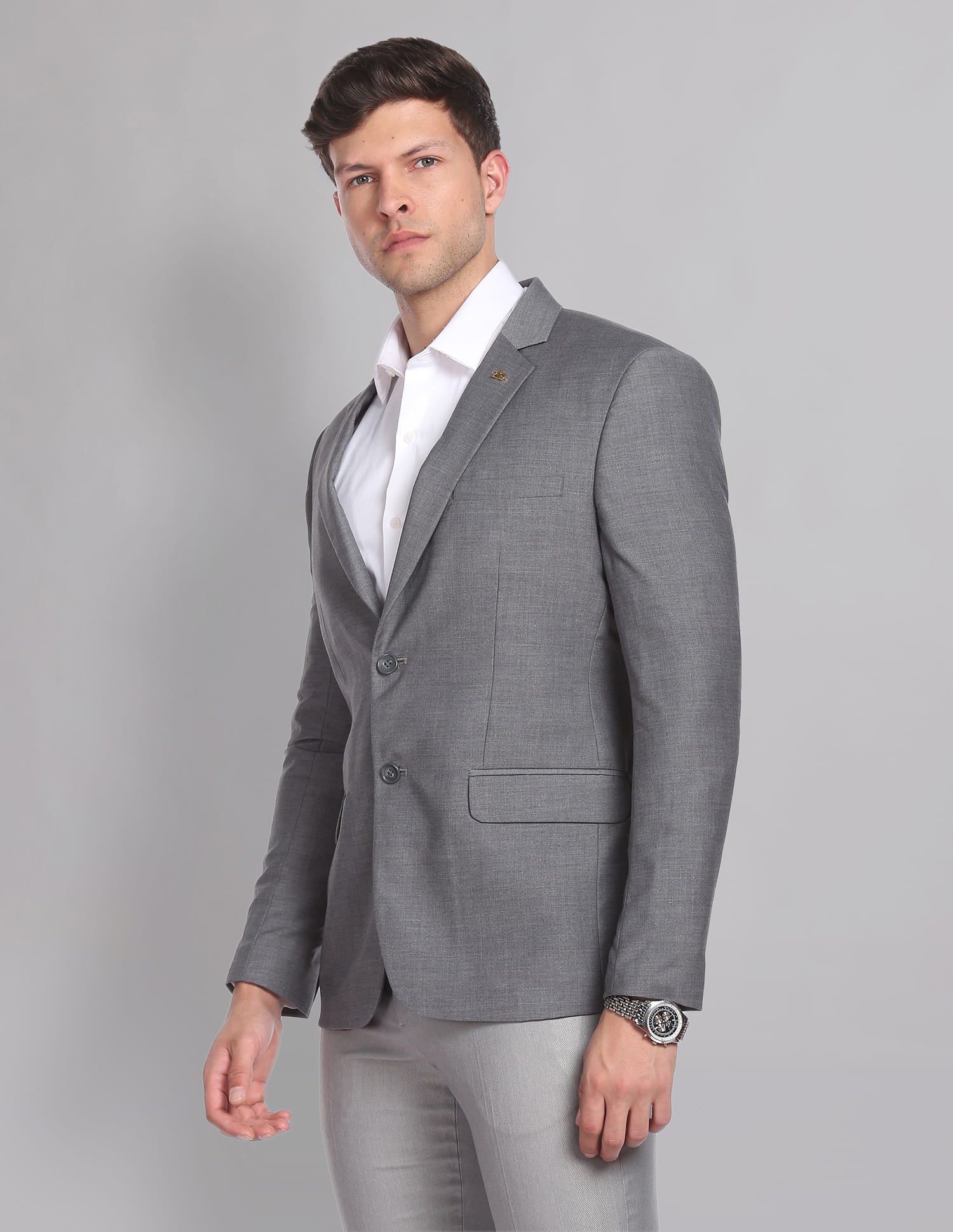 Notch Lapel Collar Heathered Formal Blazer