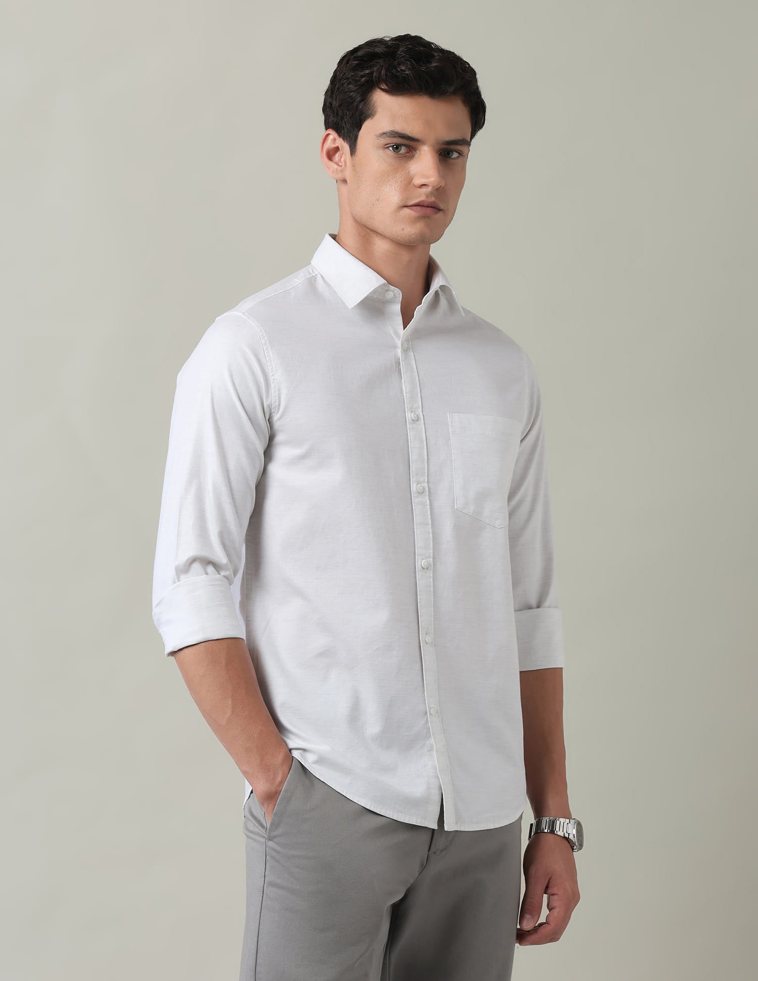 Solid Slim Fit Twill Shirt