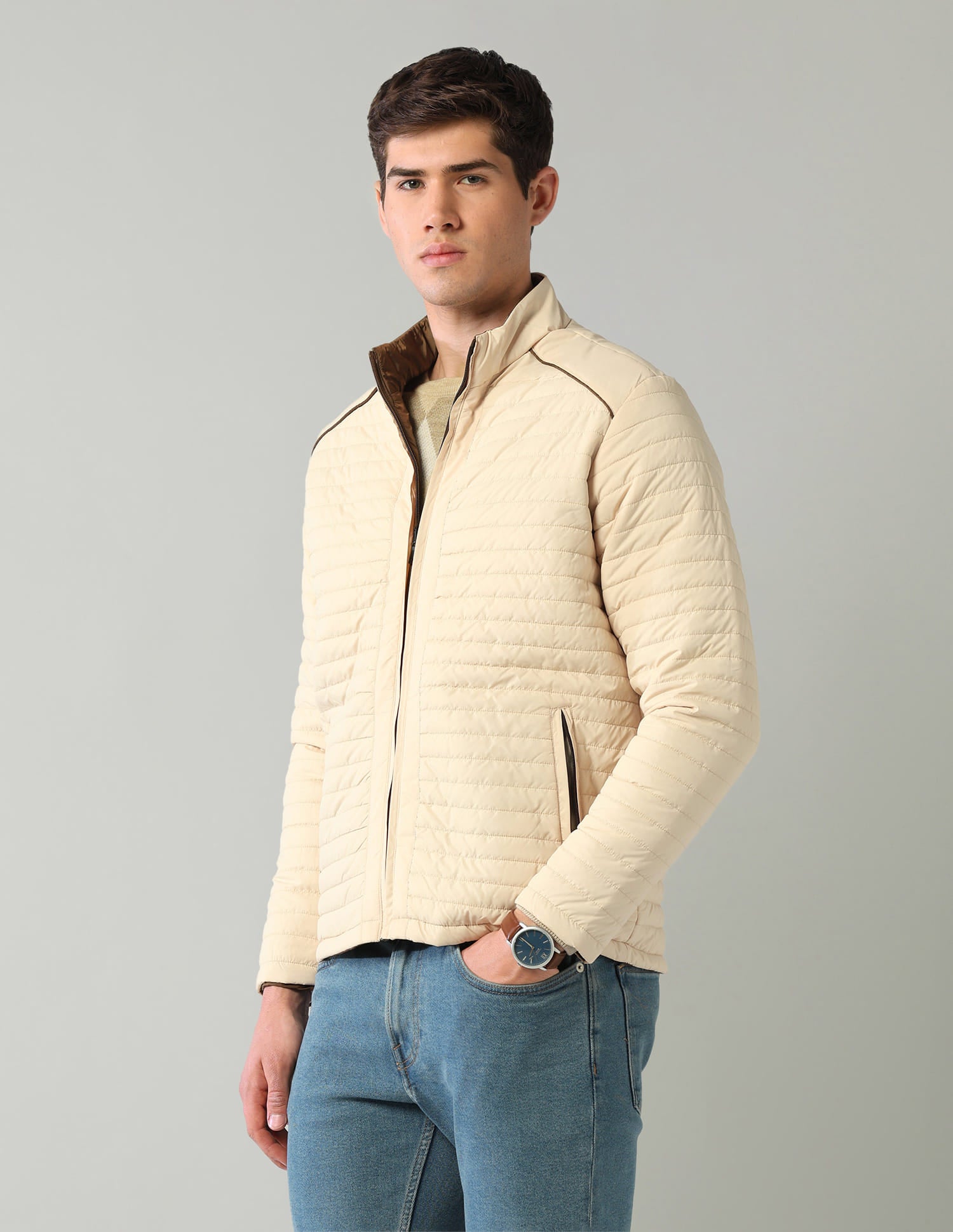 Solid Regular Fit Puffer Jacket