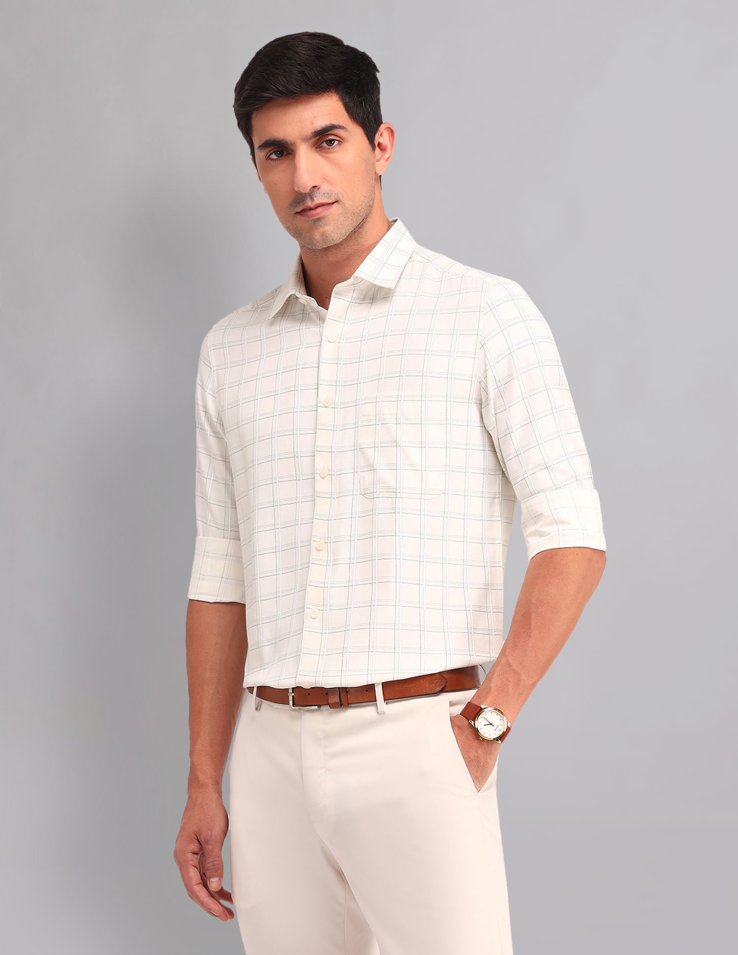 Sleek & Modern  Regular Fit Checked Twill Shirt