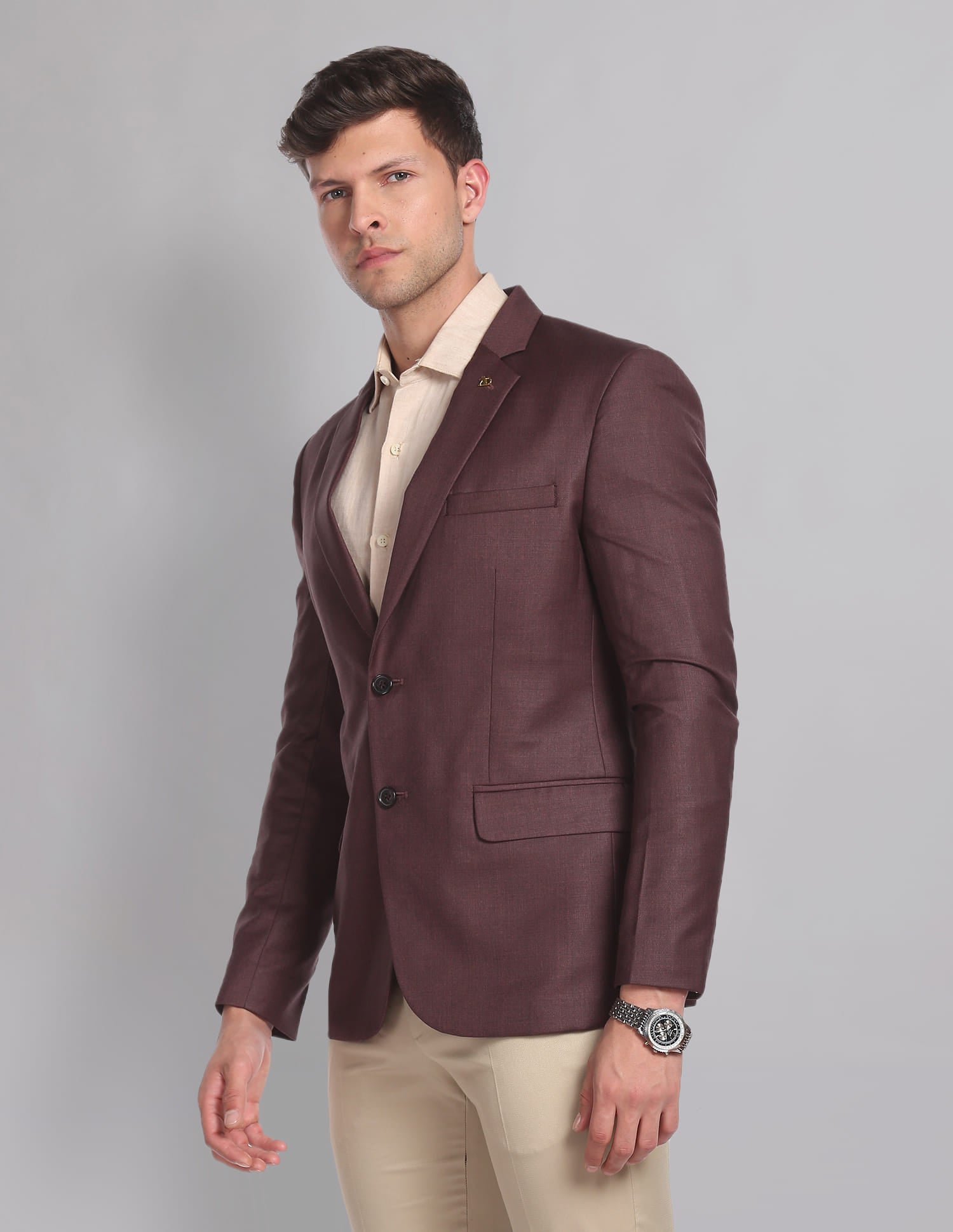 Twill Weave Heathered Formal Blazer