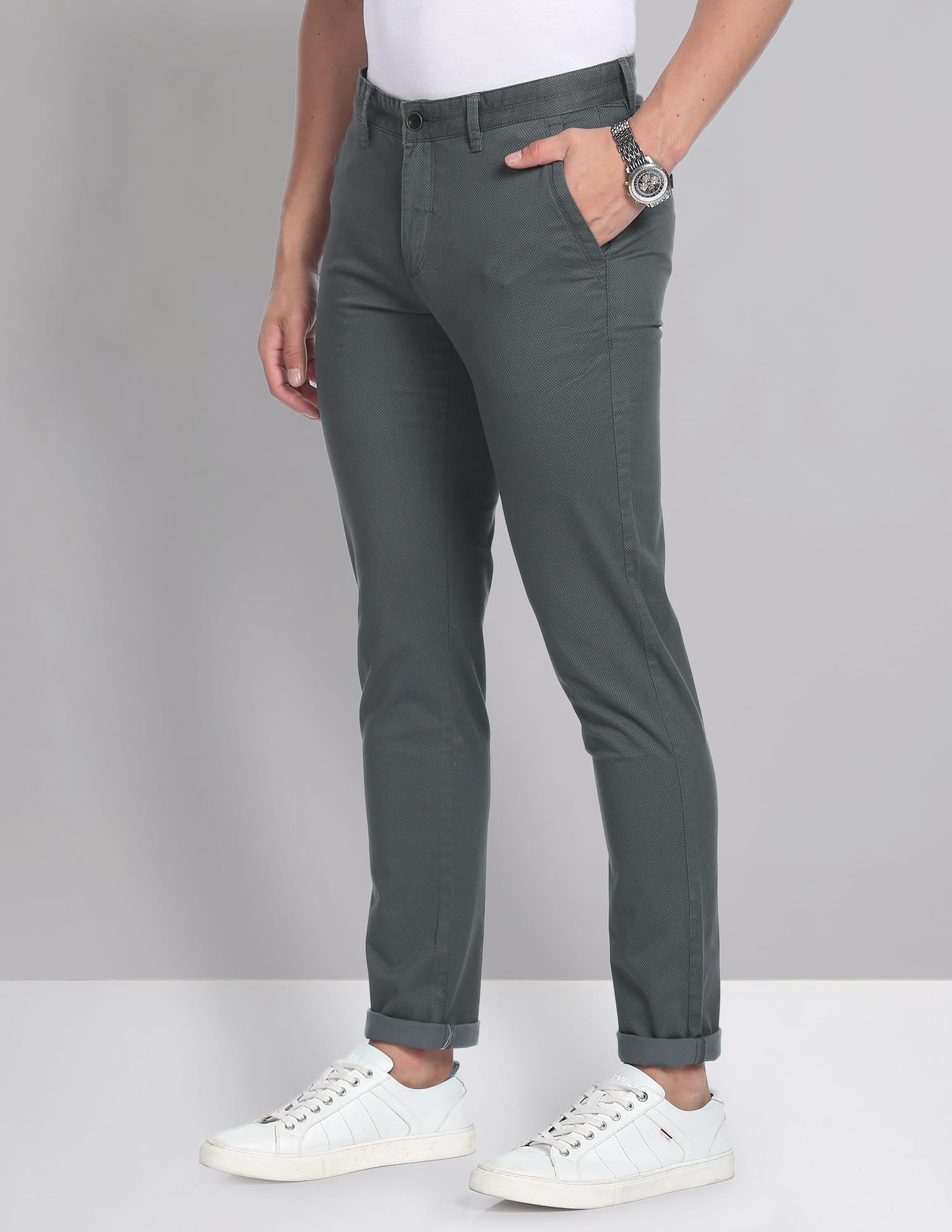 Geometric Printed Twill Casual Chinos