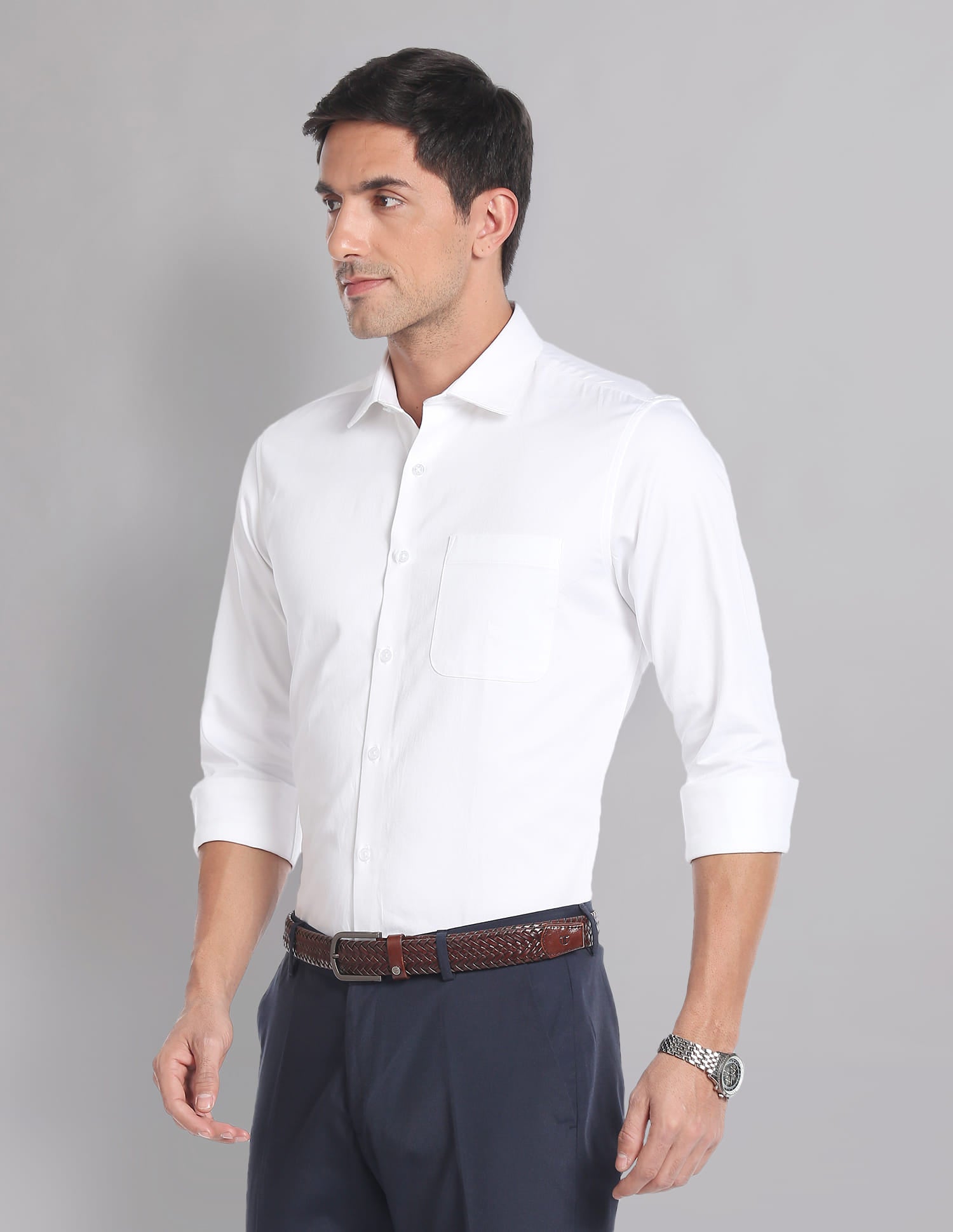 Regular Fit Solid Dobby Formal Shirt