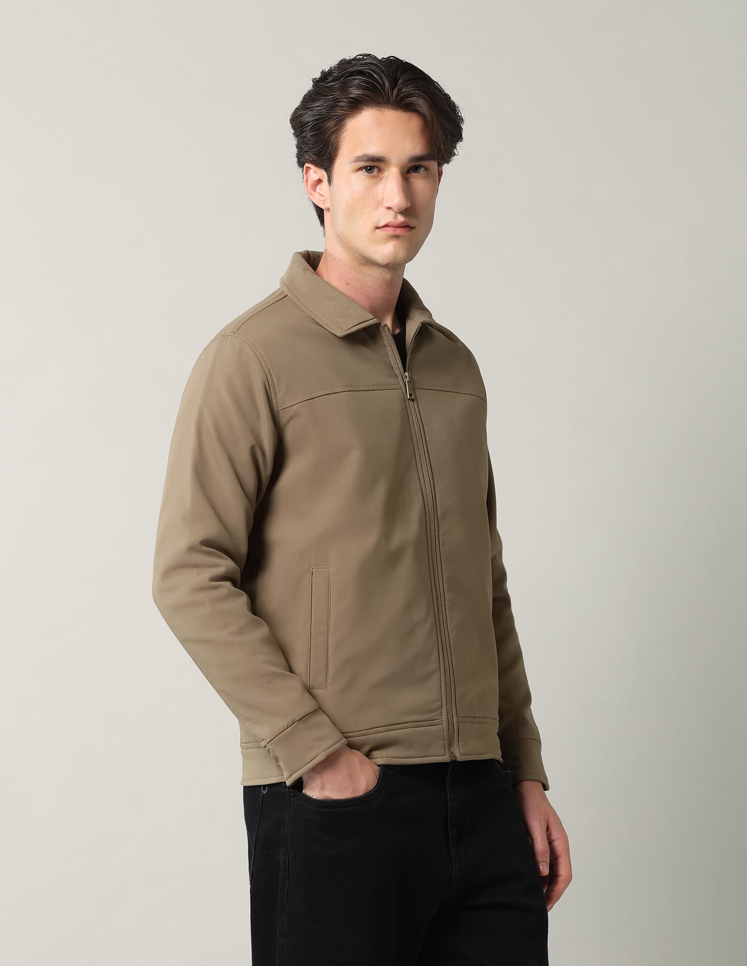 Solid Regular Fit Reversible Jacket