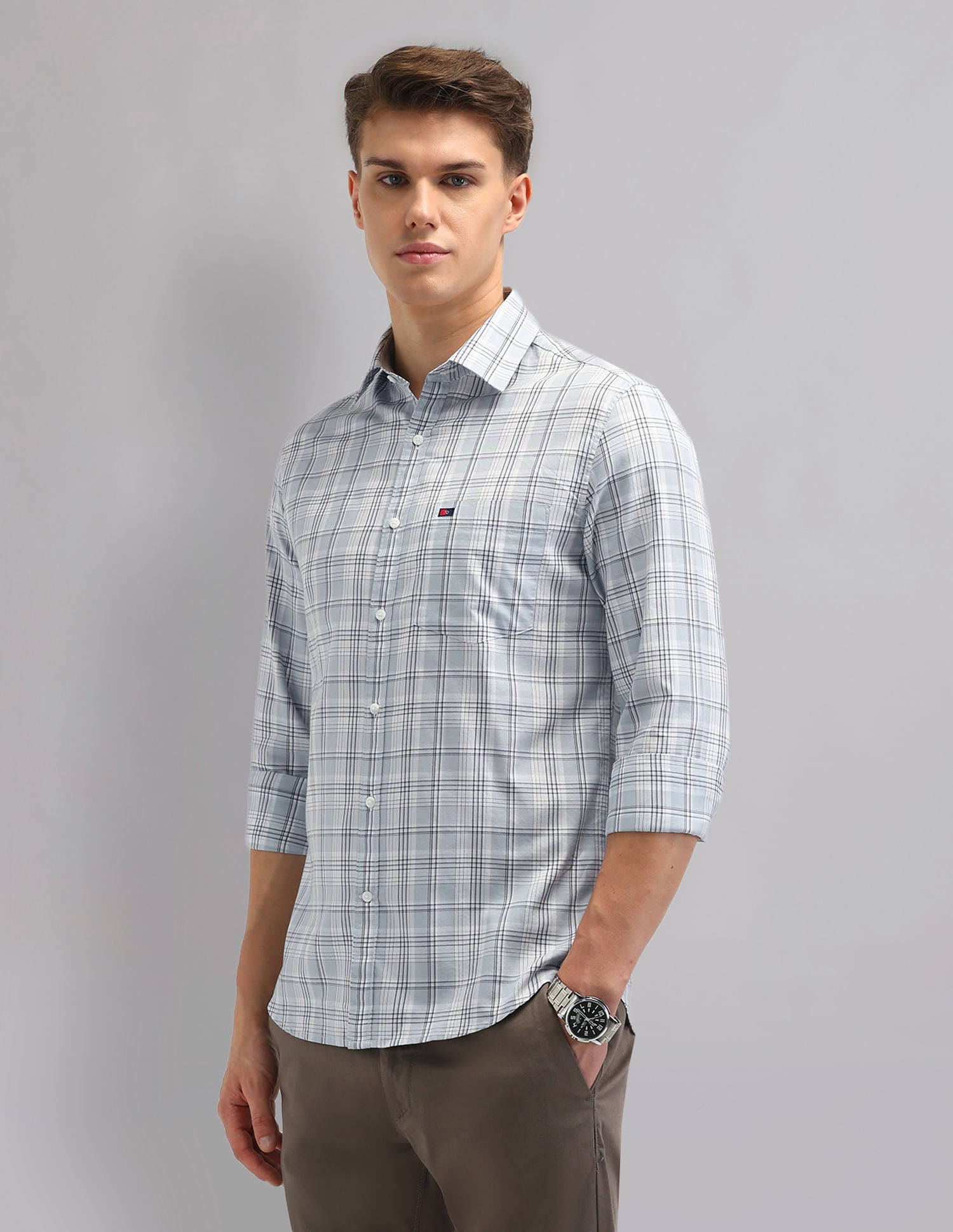 Corporate Sharp Modern Slim Fit Checked Shirt