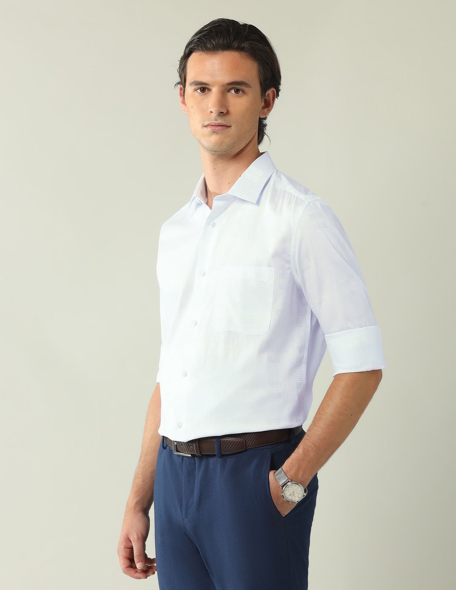 Wardrobe-Coded Regular Fit Vertical Striped Shirt