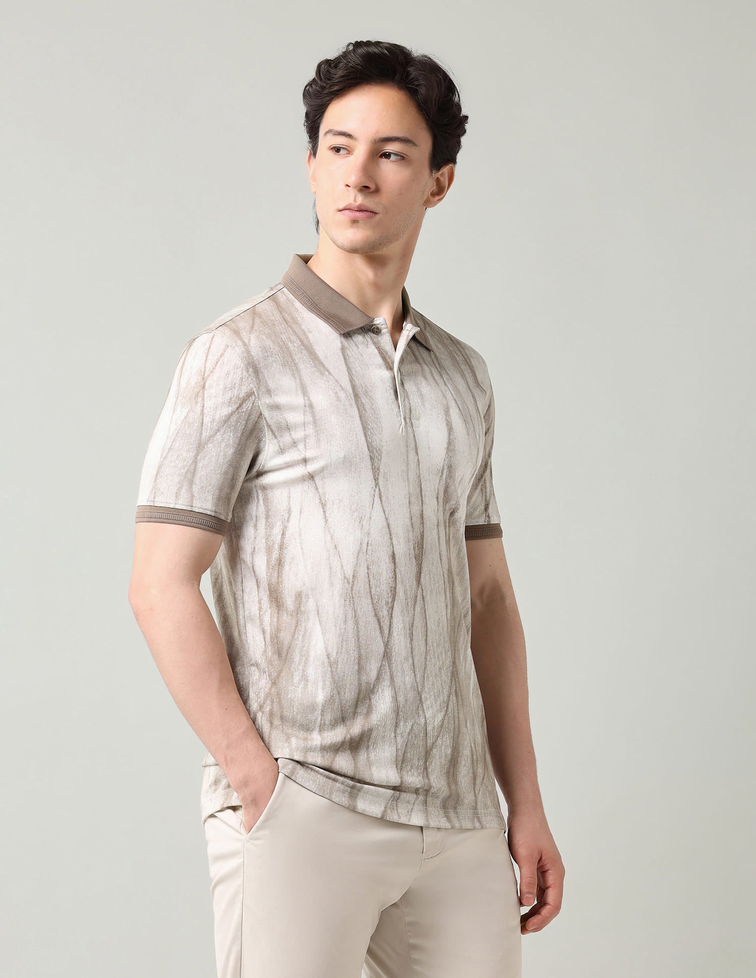 Abstract Printed Regular Fit Polo Shirt