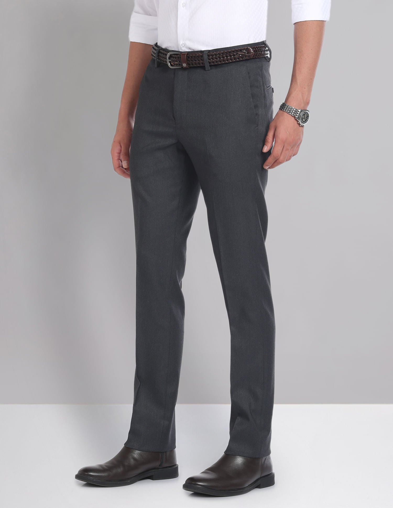 Mid Rise Dobby Weave Trousers
