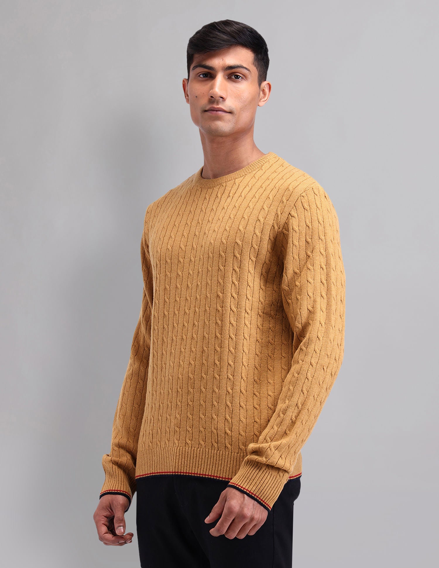 Elevated Essential Modern Slim Fit Patterned Knit Sweater