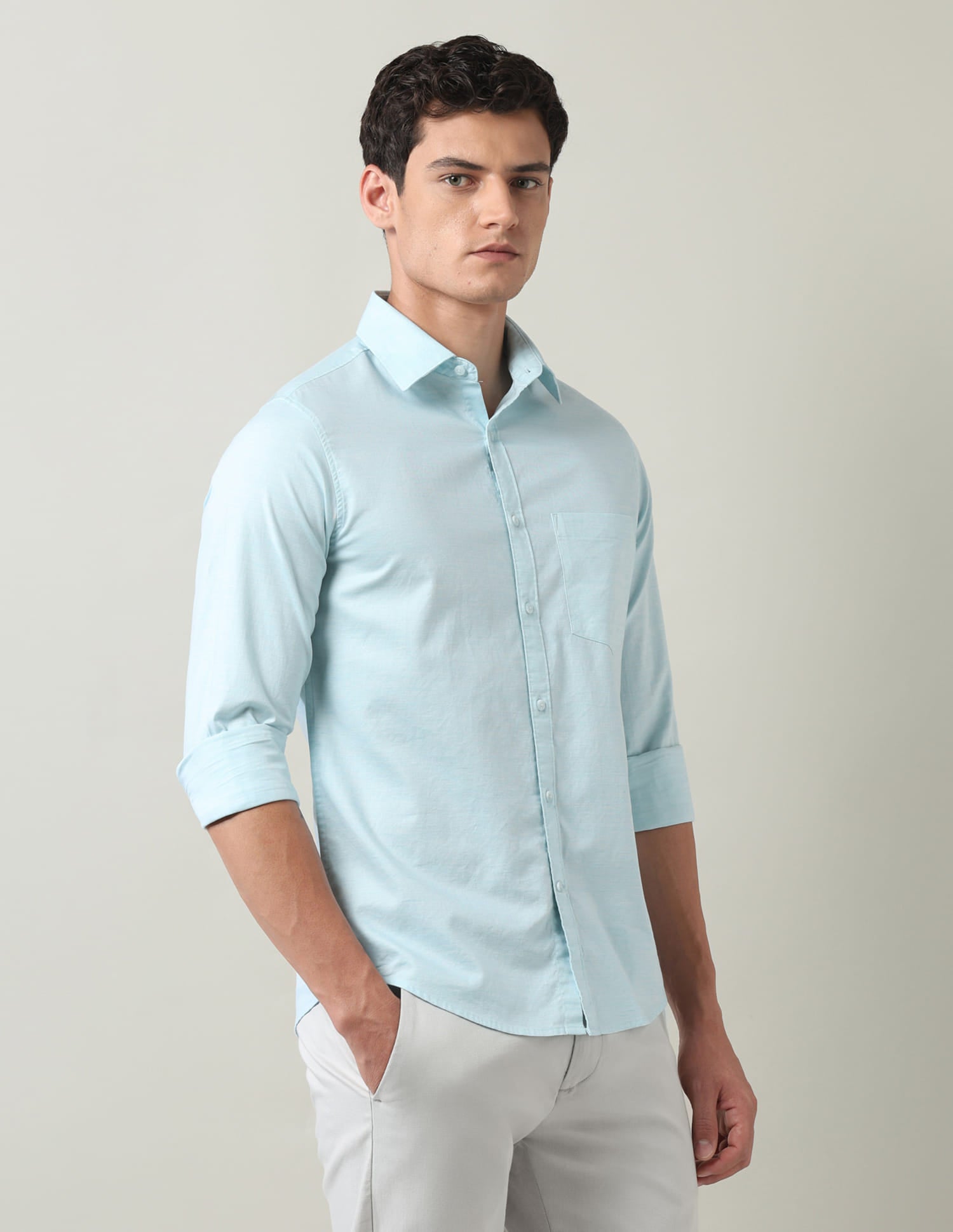 Solid Slim Fit Twill Shirt