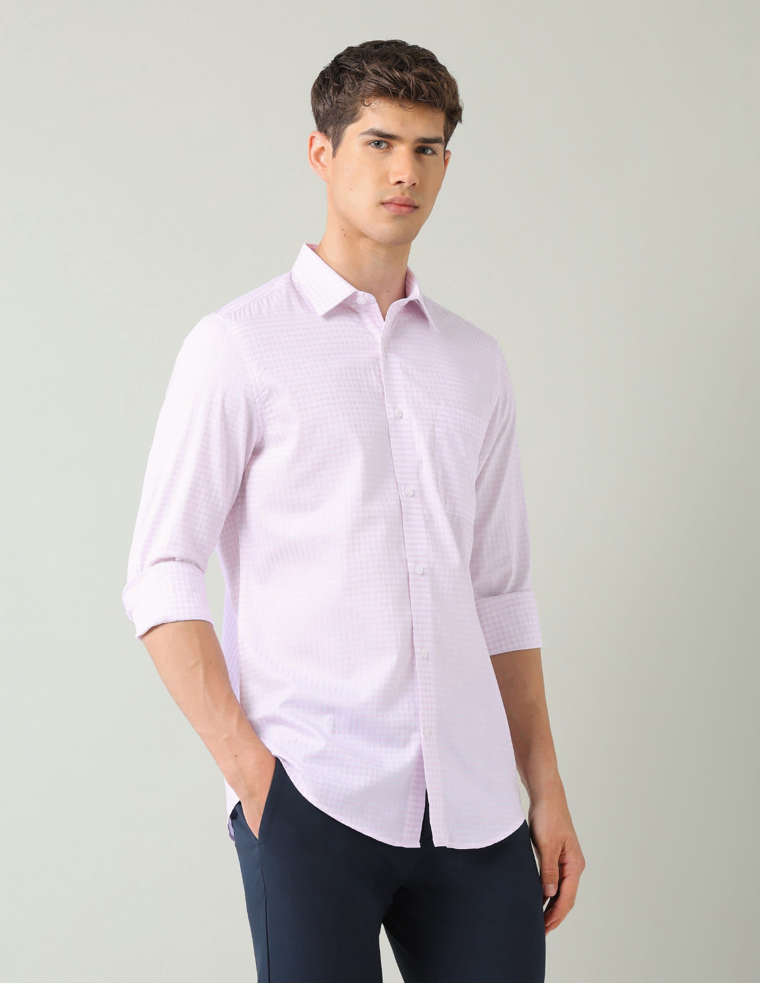 Vertical Striped Dobby Weave Regular Fit Shirt