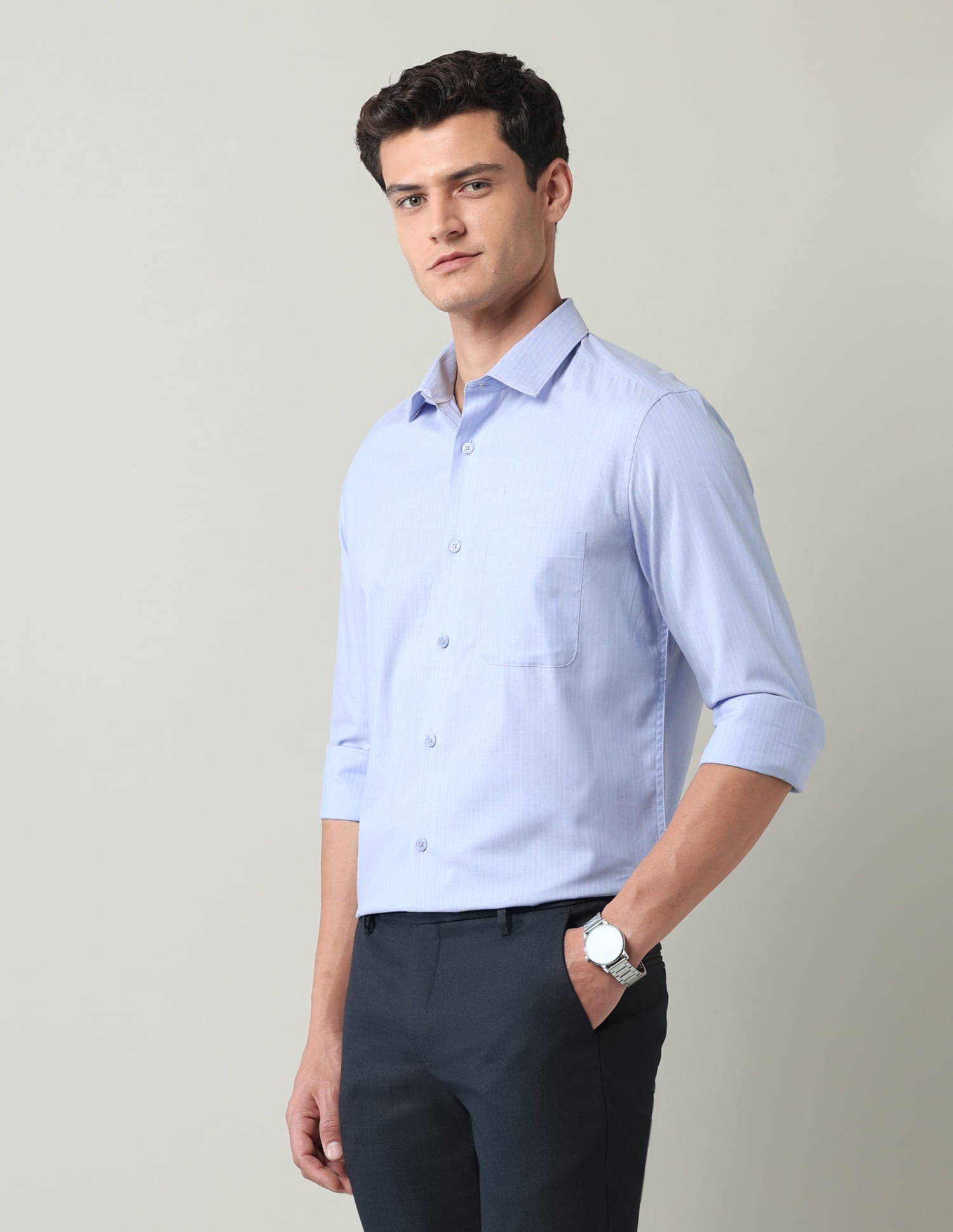 Vertical Striped Herringbone Shirt