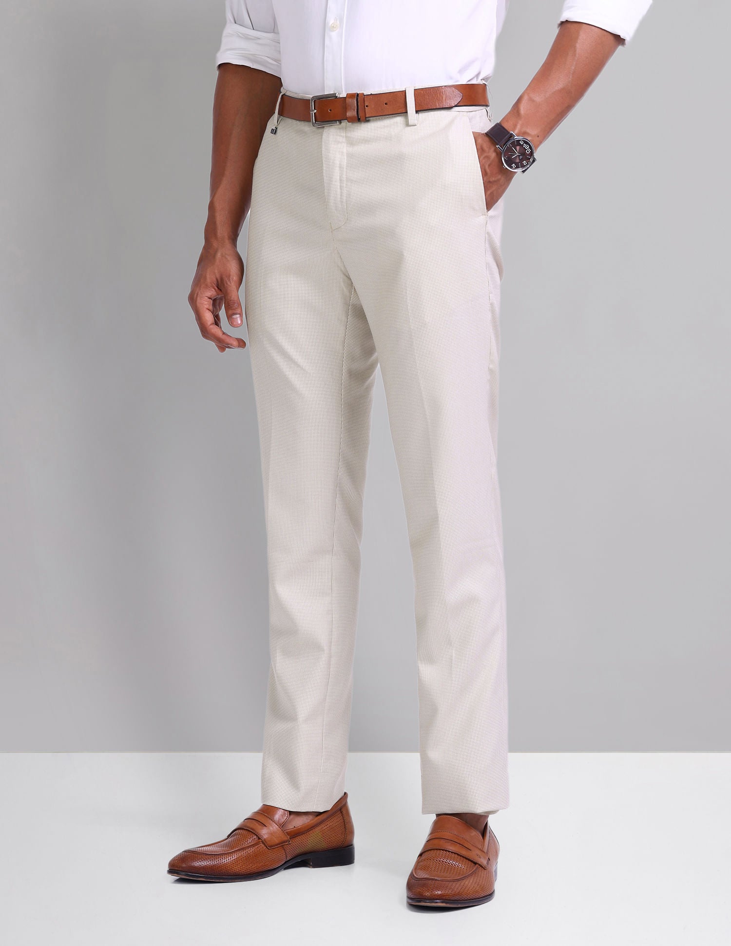 Polished Look Smart Flex Textured Trousers